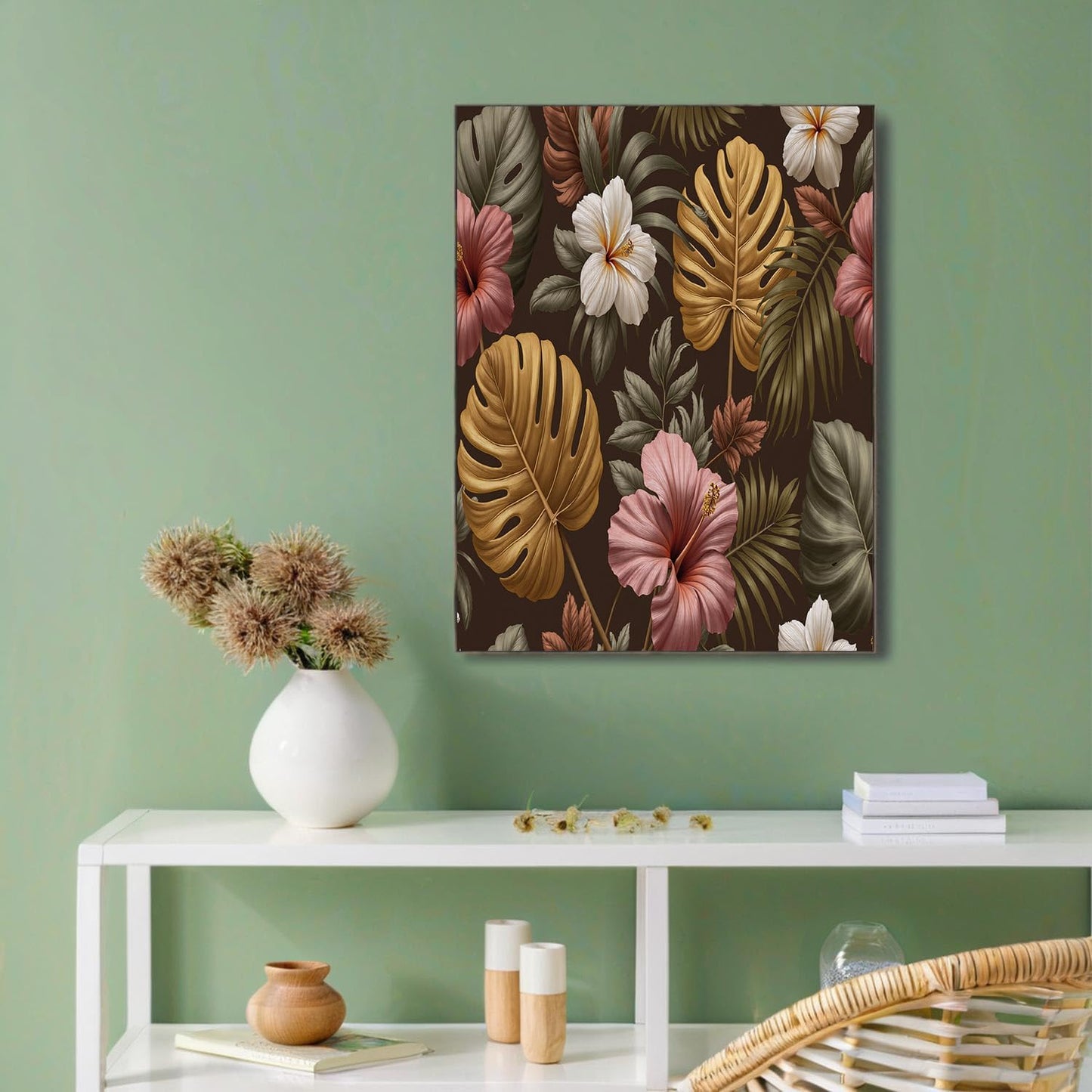 GDJSMIN Bohemian Style Wall Art, Tropical Plant Monstera Poster for Reading Room Living Room Decor 16x 24 inch Unframed