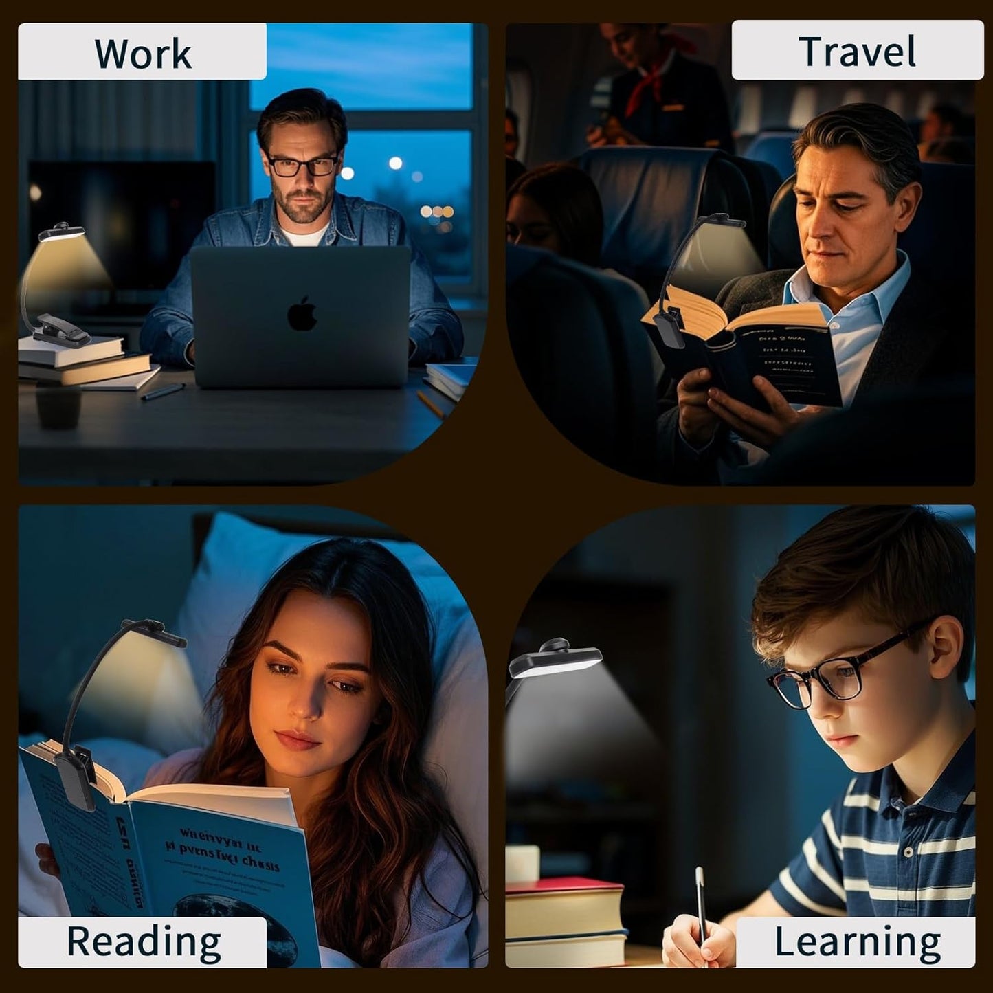 24 Led Rechargeable Book Light for Reading in Bed-Eye Caring 3 Color Temperatures,80 Hrs Runtime Lightweight Clip-On Lamp, Perfect for Kids, Book Lovers, and Student Gifts(Black, Rotating)