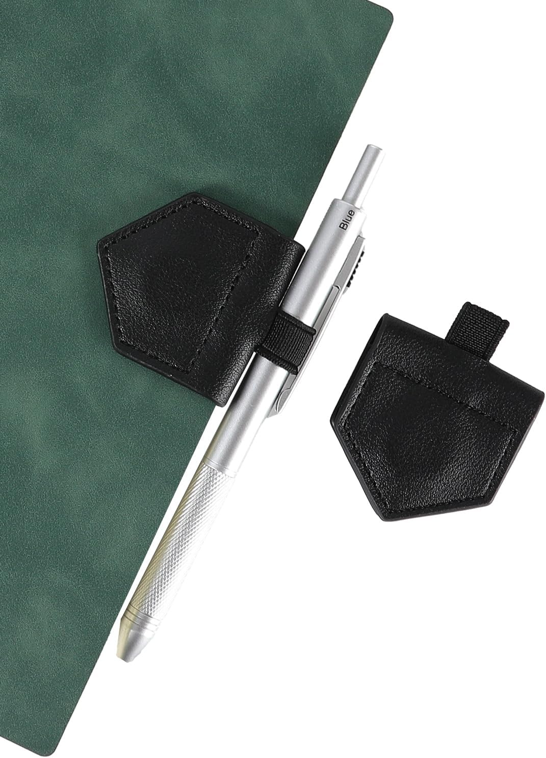 Magnetic Leather Bookmarks with Pen Holder Vegan Leather Book Marks Gifts for Reading Book Lovers Notebook Travelers (Black-2PC)