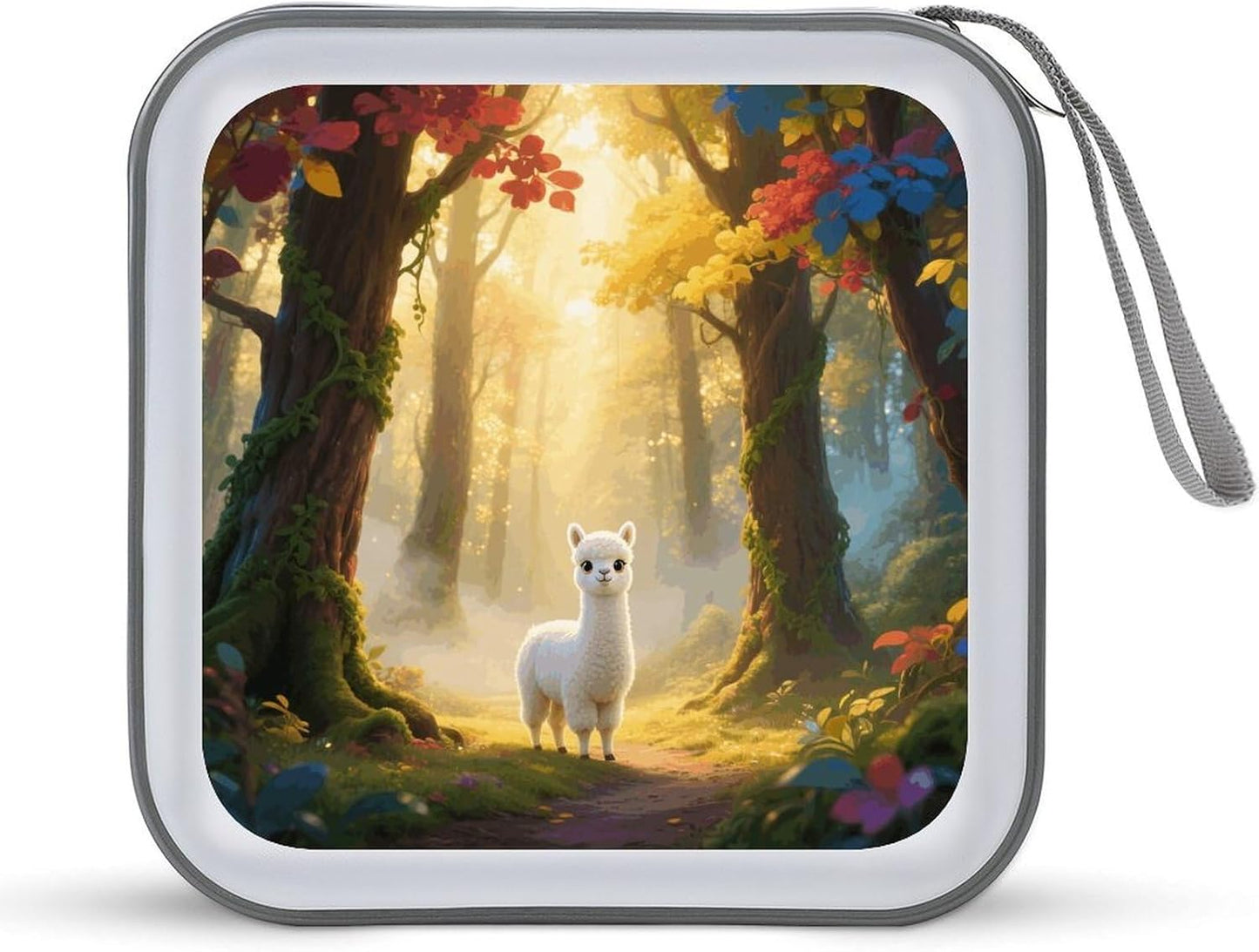Llamazing Forest CD Case Portable Zipper CD Case 40 Capacity Hard Plastic DVD Cases Holder Large Storage Disc Wallet Bag for Car Home Travel DVD Collection Bag
