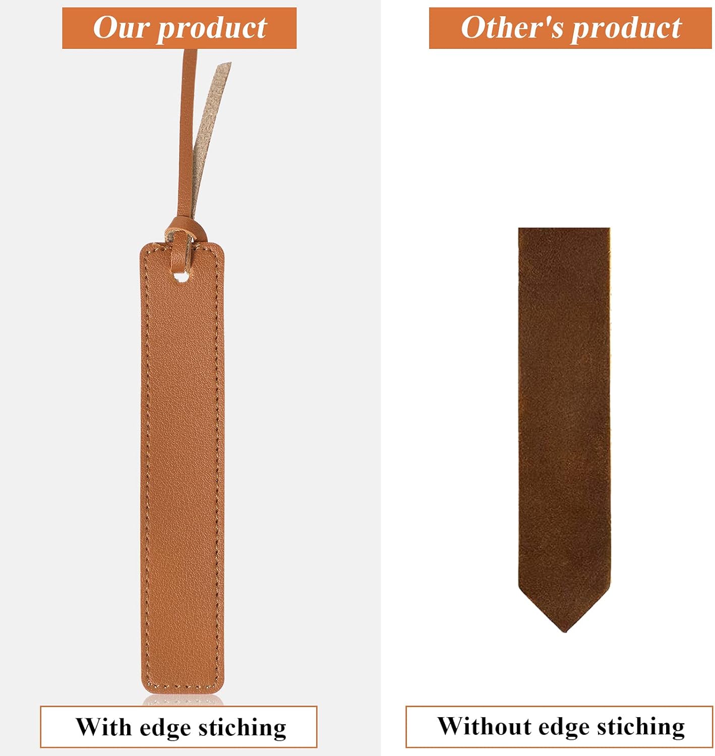 Zonon 10 Pieces Leather Bookmarks Handmade Genuine Leather Page Markers Personalized Bookmarks for Book Reading Bookworm Book Lovers Readers Writers Accessories(Light Tan)