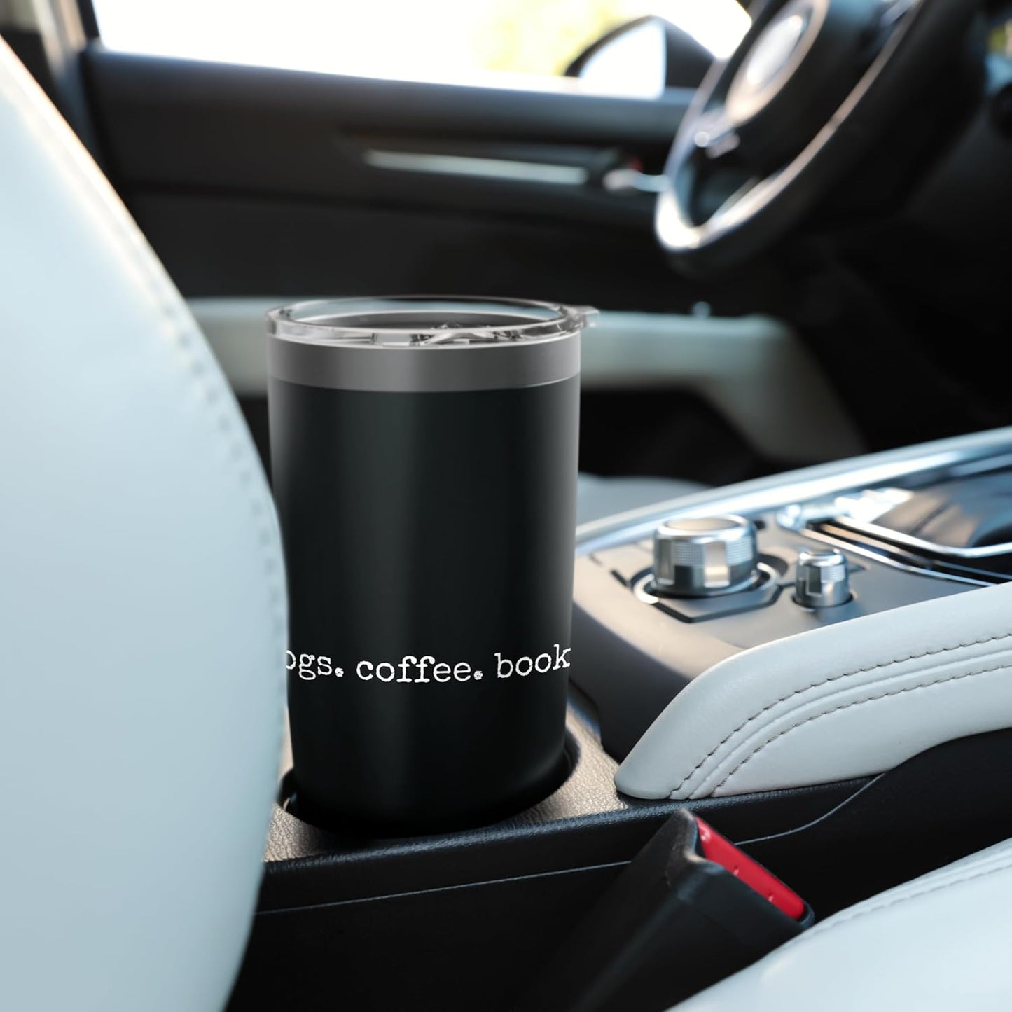 Dogs Coffee Books Minimalist Cozy Lifestyle Quote Text Humor Stainless Steel Insulated Tumbler
