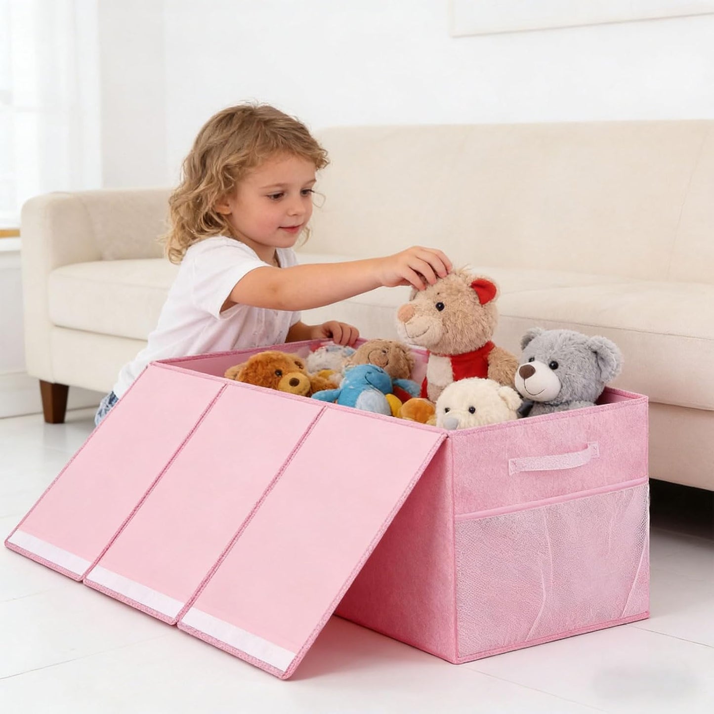 High Capacity Folding Storage Game Items Books and Clothes Using Soft Linen Fabric Holder Case 145L Load Storage Bin