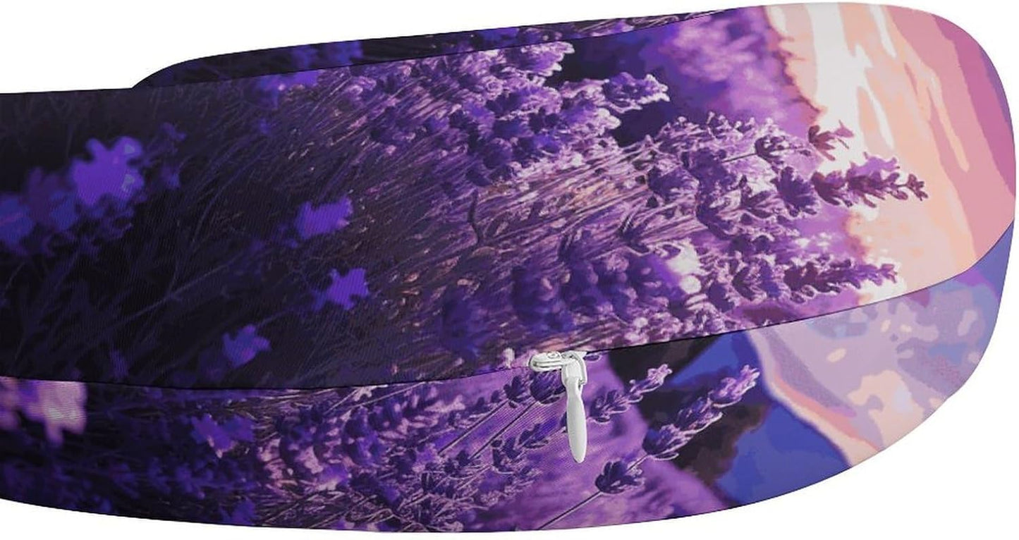 Purple Lavender Neck Pillow Memory Foam U Shaped Pillows Portable Pillows for Shoulder Travel Head Support Pillow with Concealed Zipper for Airplane Car Home Office