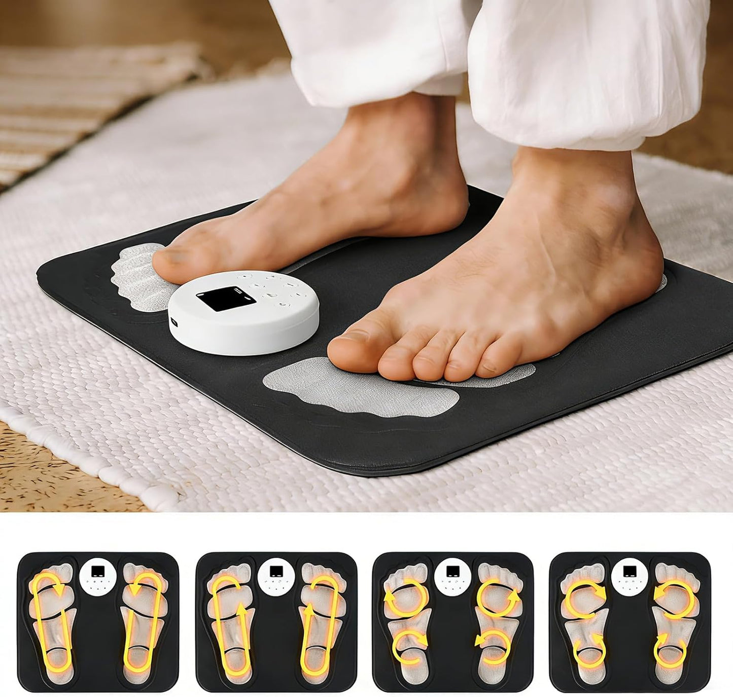 Portable Foot Massager Rechargeable Circulation Stimulator with 4 Modes & 10-Second Rapid Heating, Lightweight Design for Home, Travel, Office Use