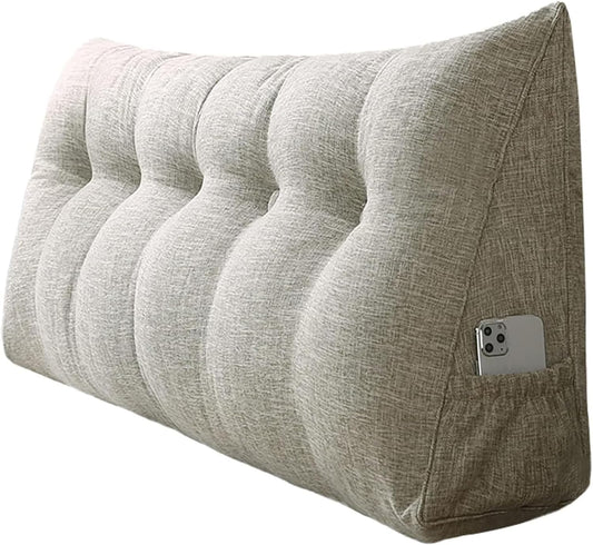 Headboard Pillow Triangular, Large Wedge Pillow Decorative Body Throw Pillows Bed Backrest Reading Bolster Lumbar Cushion for Sofa Bed(Size:80x50x20cm,Color:G)