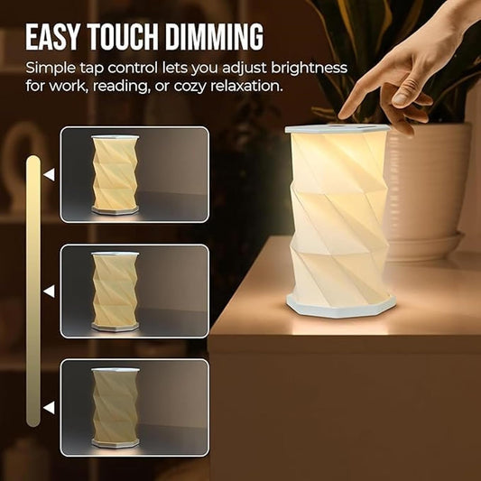 Travel Gifts Portable Foldable Cordless lamp，Dimmable Touch Control Foldable Paper Art Lamp，Gift lamp for Travel, bedrooms, Study Rooms, and Camping Rechargeable Light
