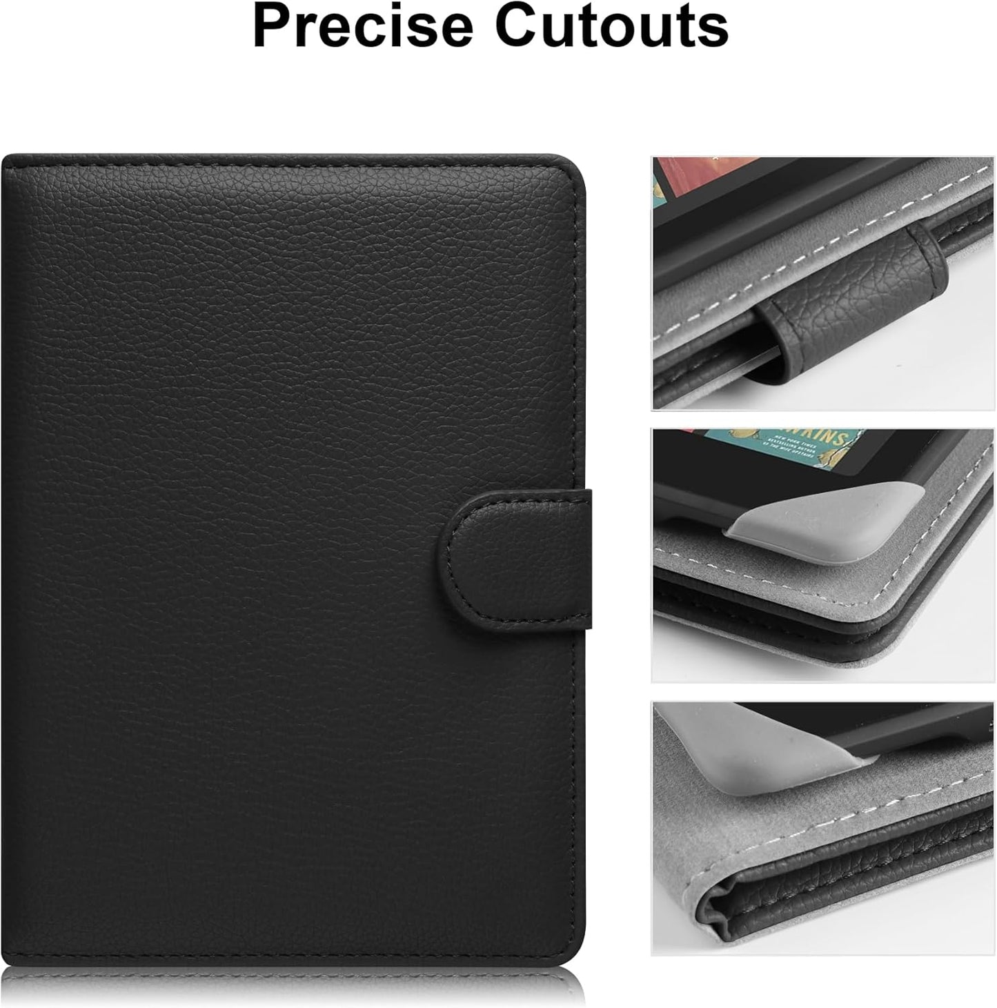 Universal Case for 6-6.8 inch E-Book Reader Compatible with 6.8" Kindle Paperwhite/6-6.8" Kobo Clara HD/Kobo Clara 2E,6" EReader Protective Cover Built-in Pocket,Black