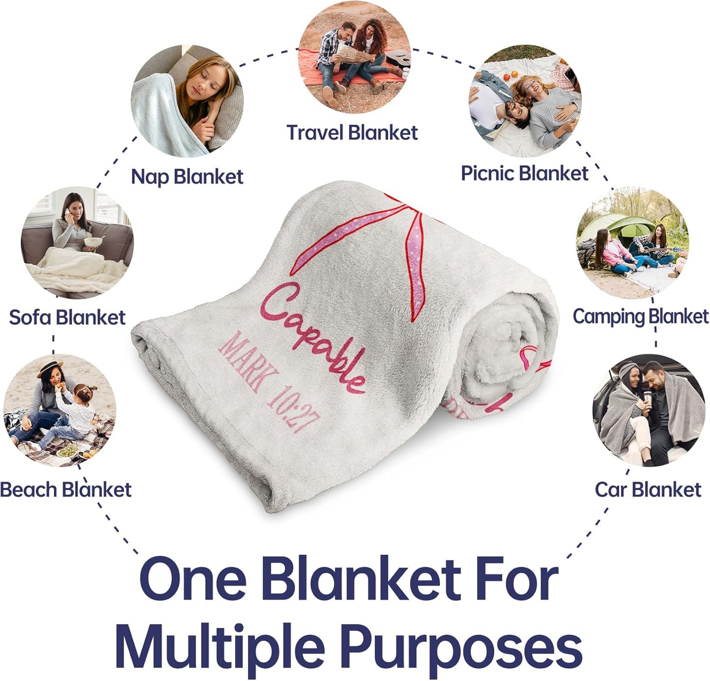 Baptism Gifts for Girls, Pink Bow Blanket, Christian Gifts for Women Birthday, Religious Inspirational Spiritual Confirmation Gift for Teen Girls, God Says I Am Bible Verse Blankets 60" x 50"