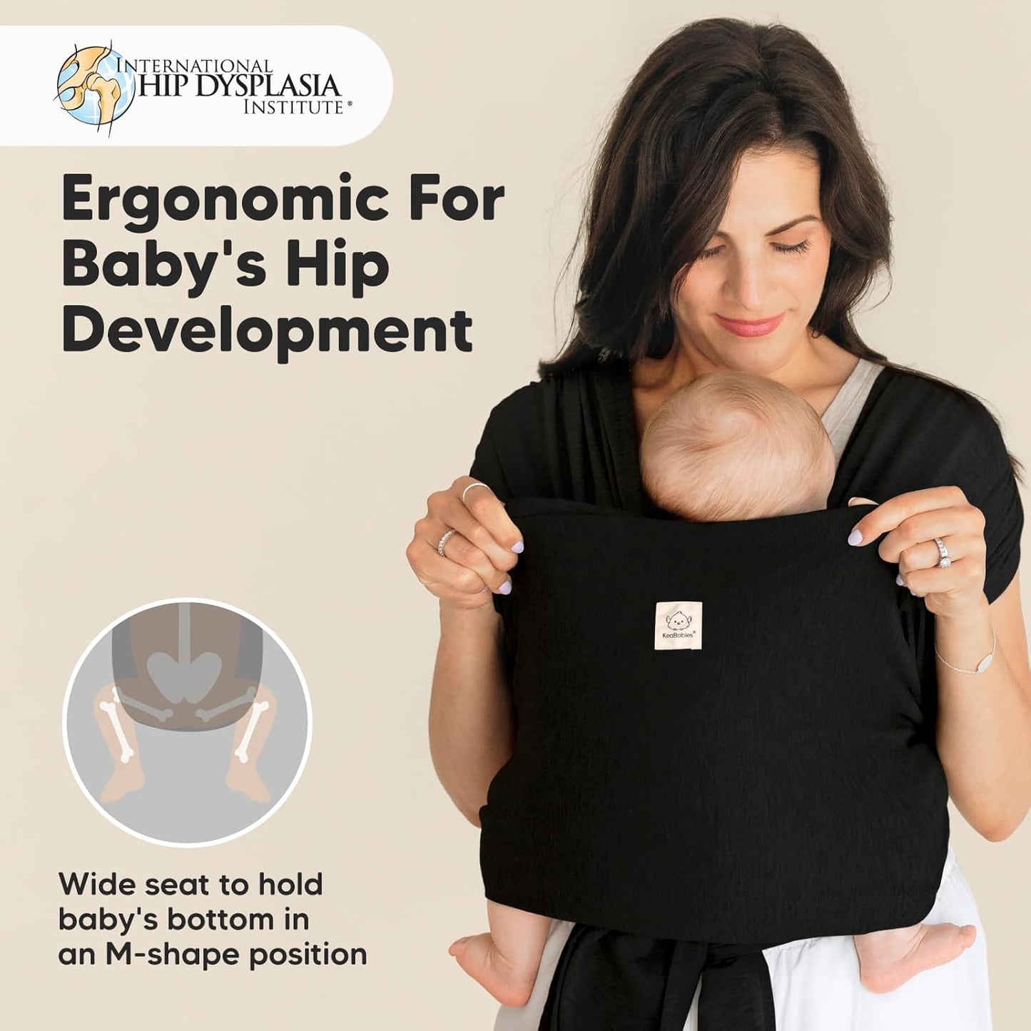 KeaBabies Baby Wrap Carrier Ring Sling - Easy to Wear, Adjustable D-Lite Baby Carrier Newborn to Toddler, Infant Carrying Shirt, Hands Free Bonding, Breathable Fabric Wearing Wrap (Trendy Black)