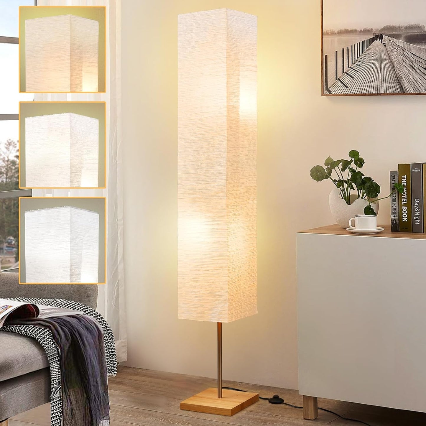 GyroVu 65" Floor Lamp for Living Room, Color Temperature Adjustable Standing Lamp for Bedroom, Corner Floor Lamp for Office& Living Room Tall lamp for Home Decor(Bulbs Included)