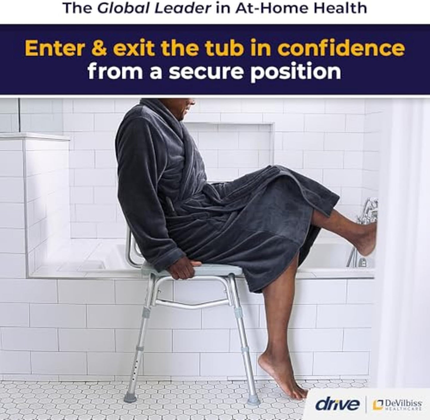 Drive Medical Tub Transfer Bench for Bathtub - Safer, Independent Bathing Aid - Height Adjustable Bench - Sturdy Aluminum Construction - Comfortable Backrest Support - 350 Lb Capacity