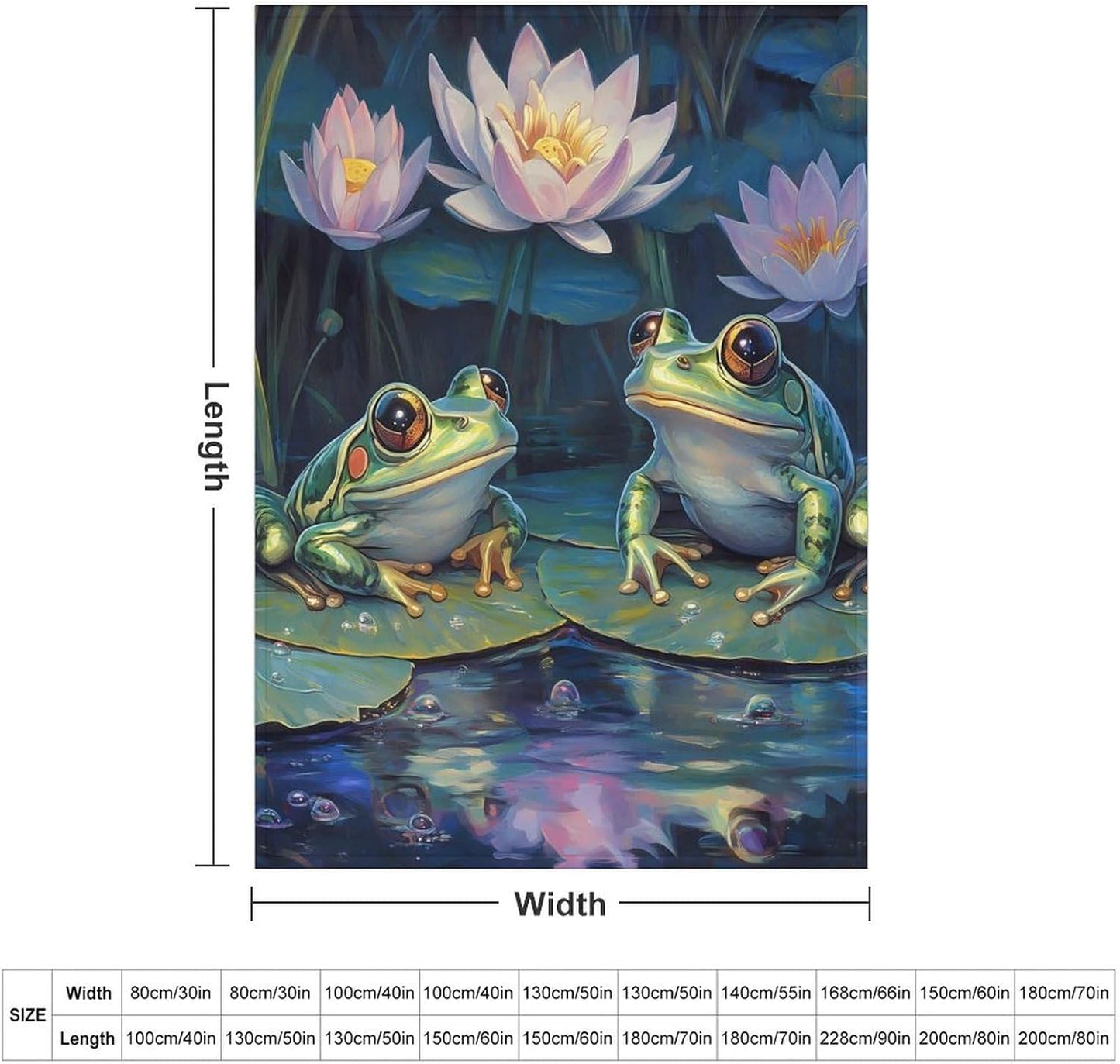 Frog Lotuses Throw Blanket for Couch Bed Plush Cozy Fuzzy Flannel Blanket for All Season 55"x70"