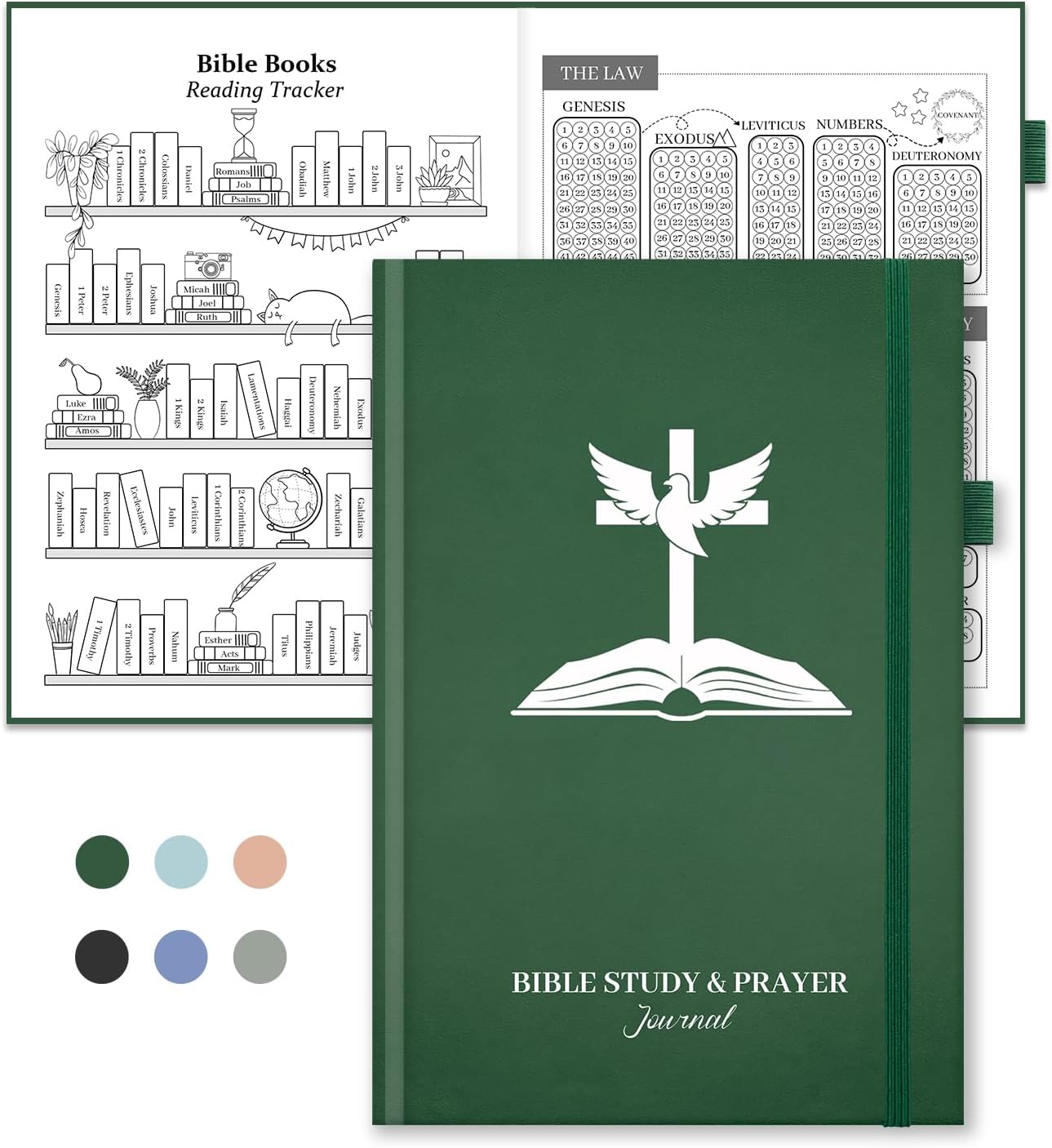 Bible Study Journal & Prayer Journal with Bible Reading Tracker, Verse Mapping Journal, Christian Devotional & Faith Planner, Church Notebook for Note Taking, Religious Gifts for Women Men
