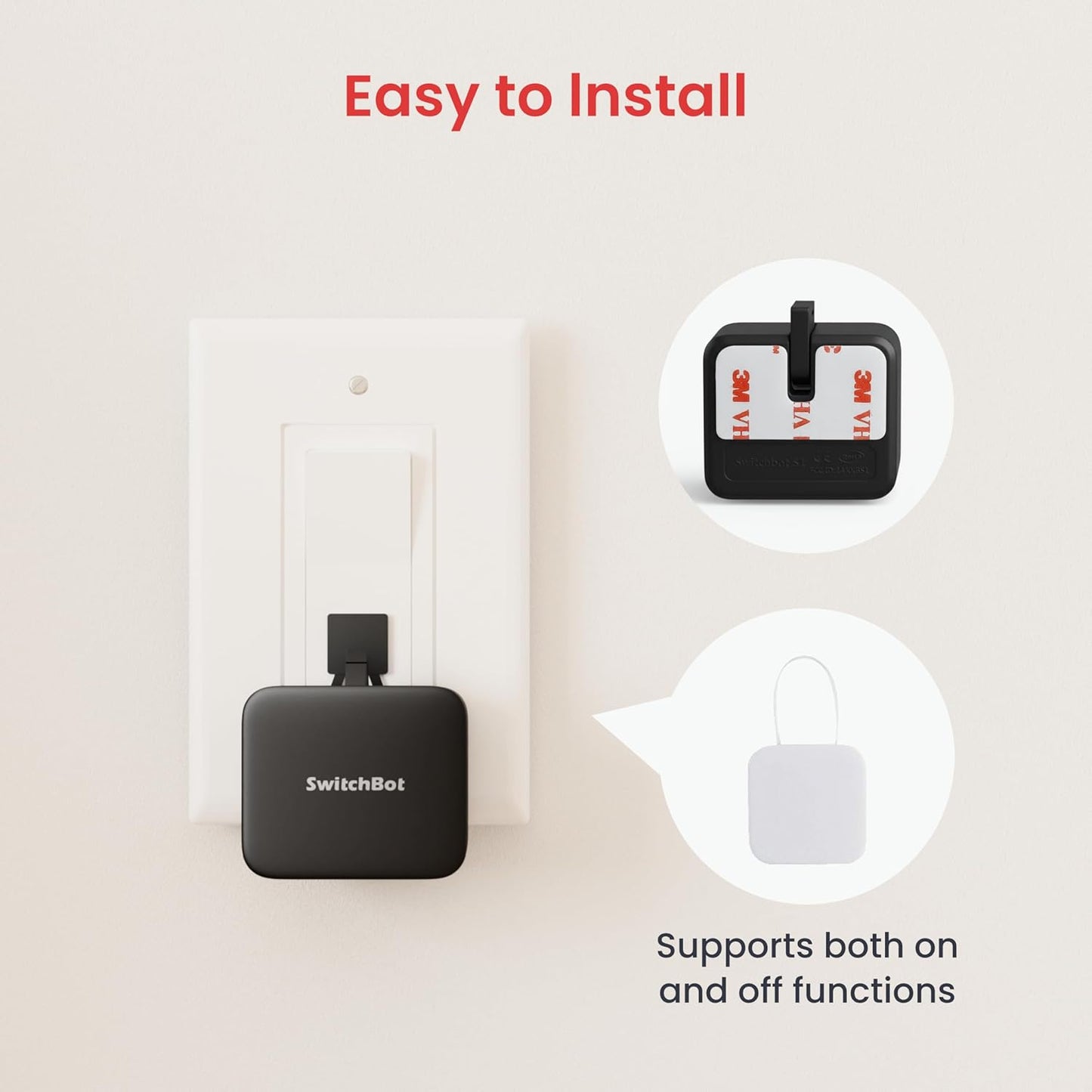 Switchbot Smart Switch Button Pusher (Bluetooth) – Fingerbot for Rocker Switch/One-Way Buttons, App Timer Control, No Wiring, Optional Hub Required for Voice/Remote, Black