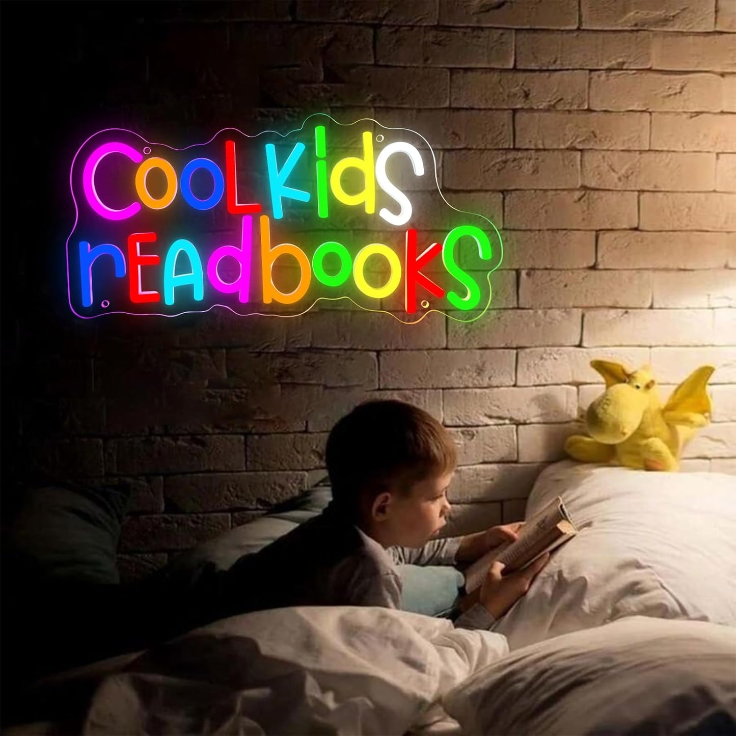 Cool Kids Read Books Neon Sign,Neon Lights for Classroom Reading Corner Bedroom Library,Read Sign for Book Lovers Christmas Gift for Kids & Teens