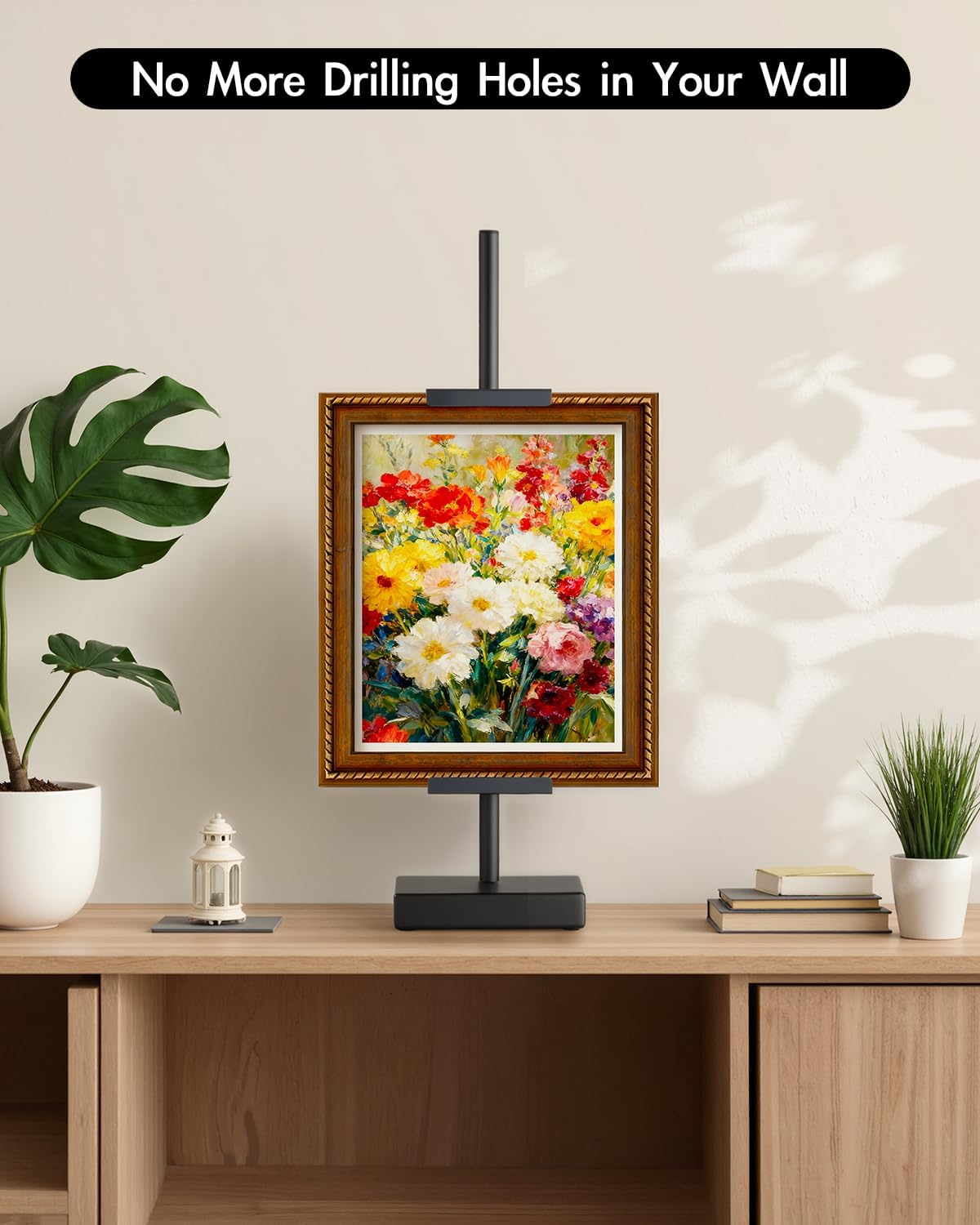 Adjustable Tabletop Easel Stand, Picture Easel Stand up to 17” H, Metal Picture Frame Holder for Artwork, Photo, Signs & Certificates (Black)