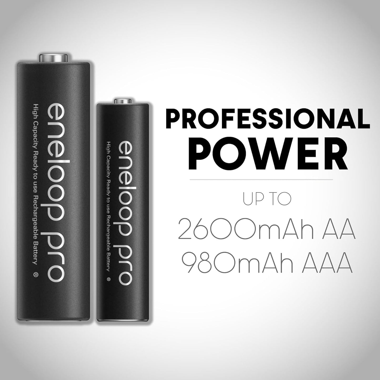 Panasonic K-KJ87K3A4BA Individual Battery Charger with Portable Charging Technology and 4AAA Eneloop Pro Rechargeable Batteries, Black