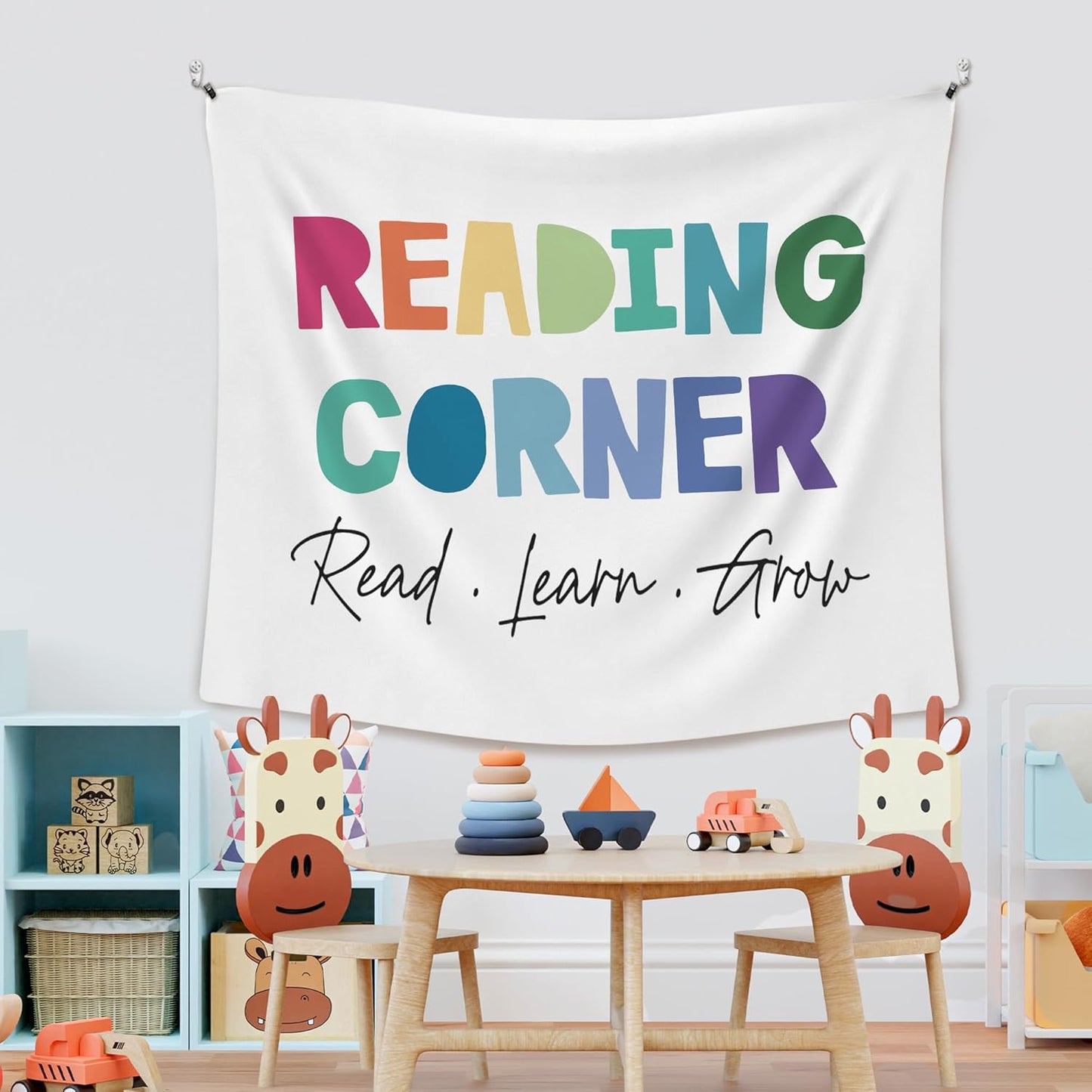 XLDLIOO Reading Corner Read Classroom Wall Tapestry, Read Learn Grow Wall Tapestry Hanging for Bedroom, Colorful Tapestries Wall Decor Art for Reader Library Reading Nook Kids Room 60x50in