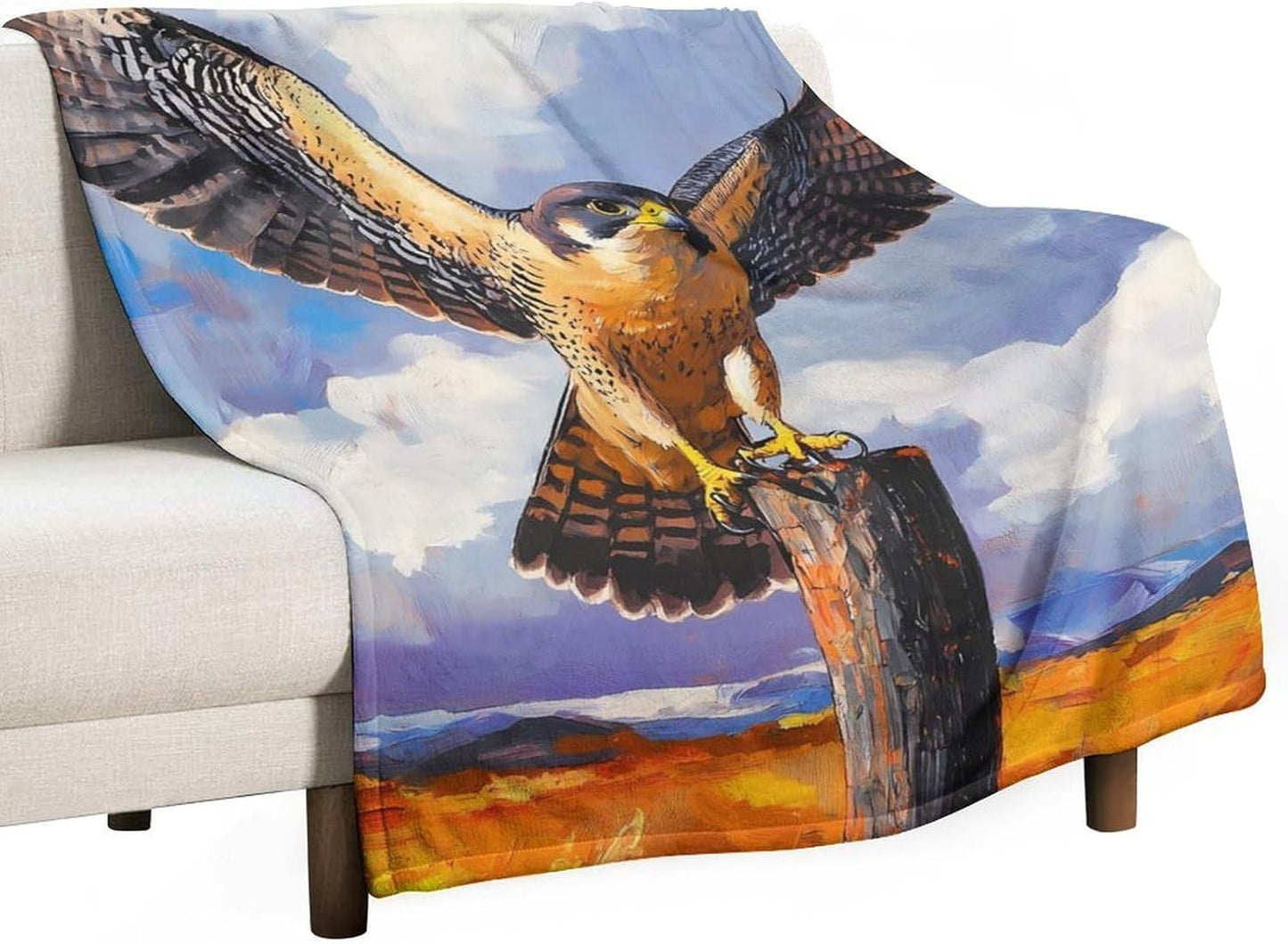 Beautiful Peregrine Falcon Bird Throw Blanket for Couch Bed Plush Cozy Fuzzy Flannel Blanket for All Season 55"x70"