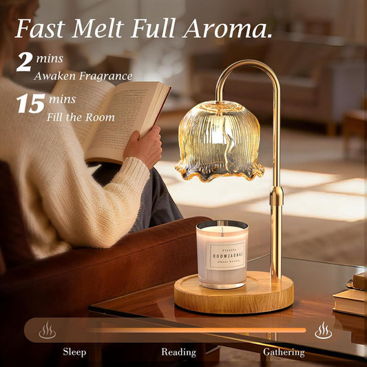 Candle Warmer Lamp with Timer Gifts for Mom, Adjustable Height Vintage Wax Warmer Lamp for Scented Candles Modern Farmhouse Decor, House Warming Gifts New Home Essentials
