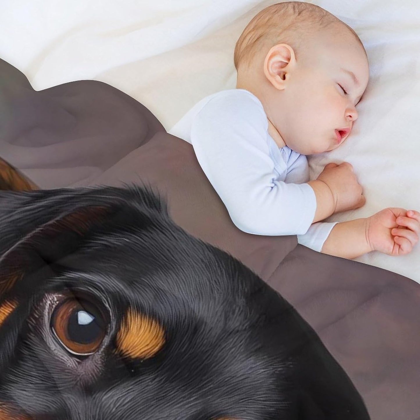 Dachshund Flower Throw Blanket for Couch Bed Plush Cozy Fuzzy Flannel Blanket for All Season 50"x60"
