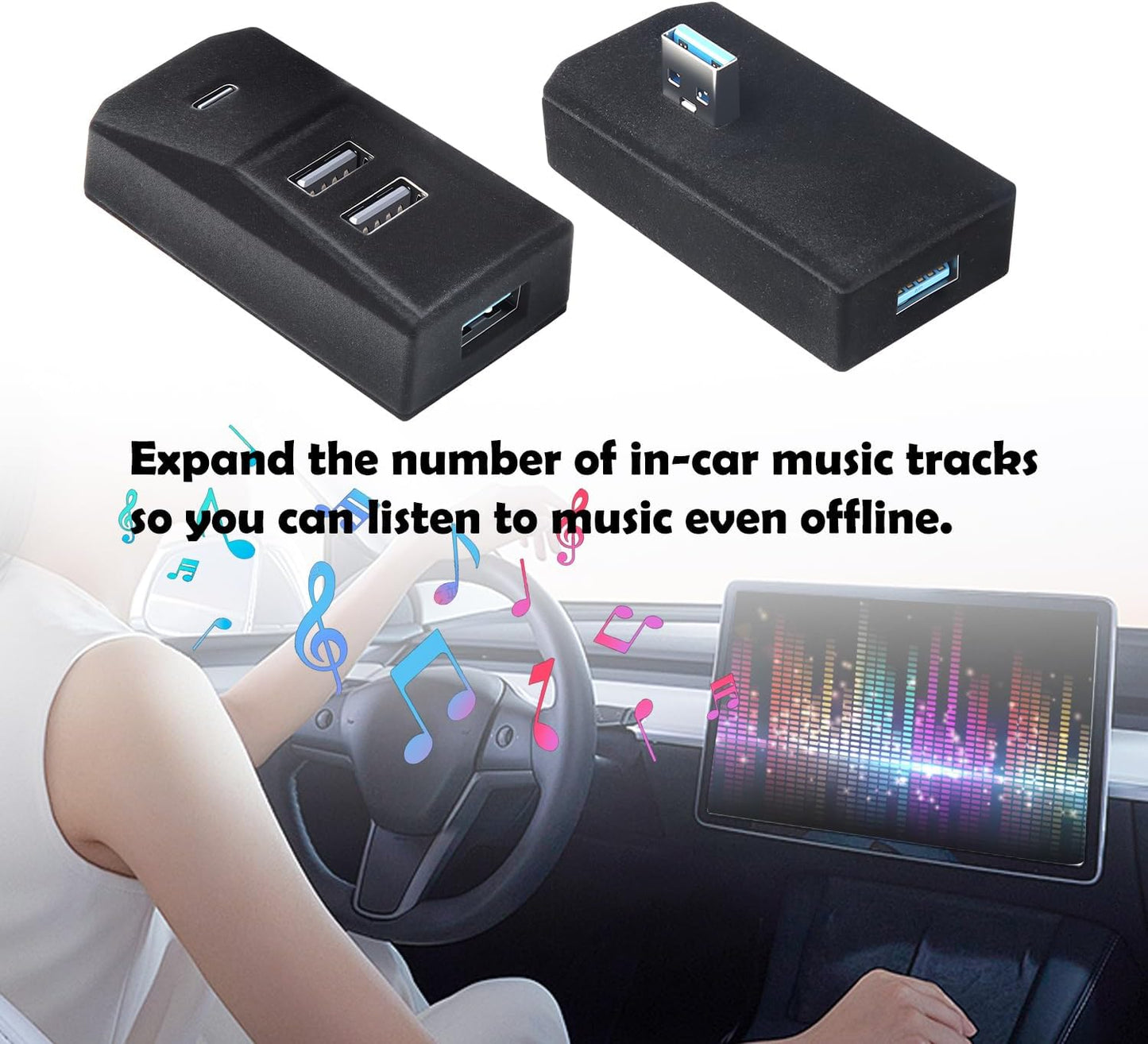 USB Hub for Tesla Glove Box – 4-Port Docking Station Model 3 Highland 2024 2025 Cybertruck, Model Y Juniper 2025 2026 Seamlessly Transfer dashcam footage, Flash-Drive Data, Games and Music