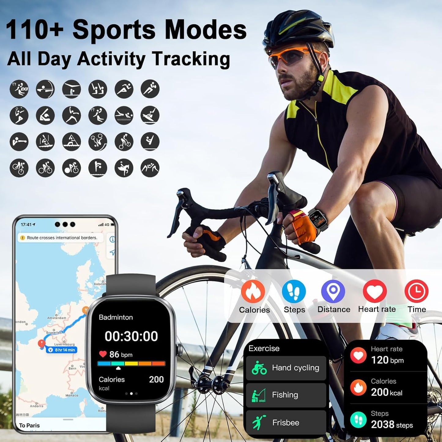AI Smart Watch with ChatGPT, 1.91" Bluetooth Calling Smartwatch for Men Women, 110+ Fitness Modes Activity Tracker, Sleep/Heart Rate/Calorie Monitor, IP68 Waterproof Step Counter for Android iOS