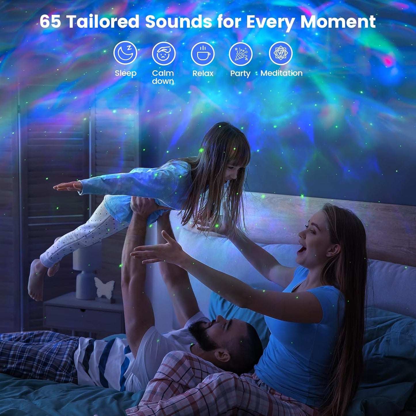 Glocusent Star Projector: 60 Soothing Sounds White Noise Sound Machine with HiFi Bluetooth Speaker for Bedroom - Galaxy Projector Work with App(2.4Ghz WiFi), Gifts for Adults Kids Birthday (BlackⅠ)