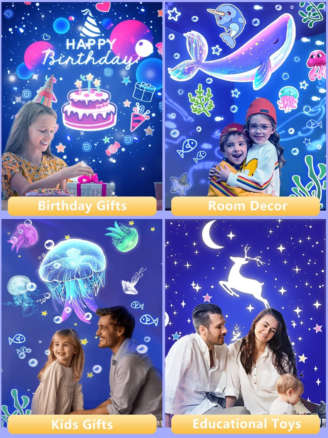 21 Sets of Films, Projector Night Light for Kids, Light Projector for Kids Room, Ceiling, Star Galaxy Projector with 360° Rotation Dimmable for Baby Girls, Birthday, Christmas, Nursery, Room Decor