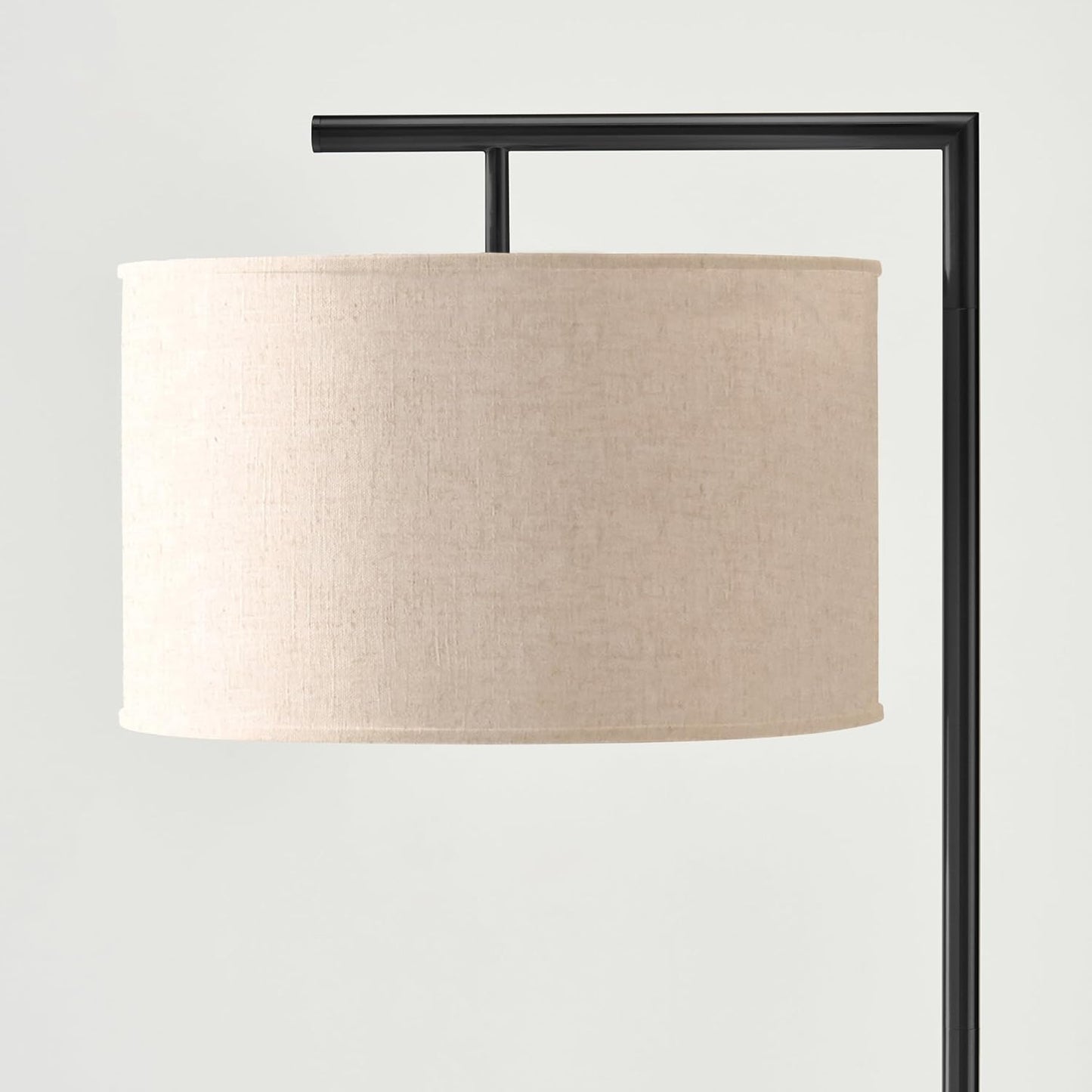 Brightech Montage Modern Floor Lamp - LED Standing Lamp with Tan Shade for Living Rooms & Offices - Bedroom Reading Light - Tall Corner Pole Lamp for Contemporary Home Decor - Black