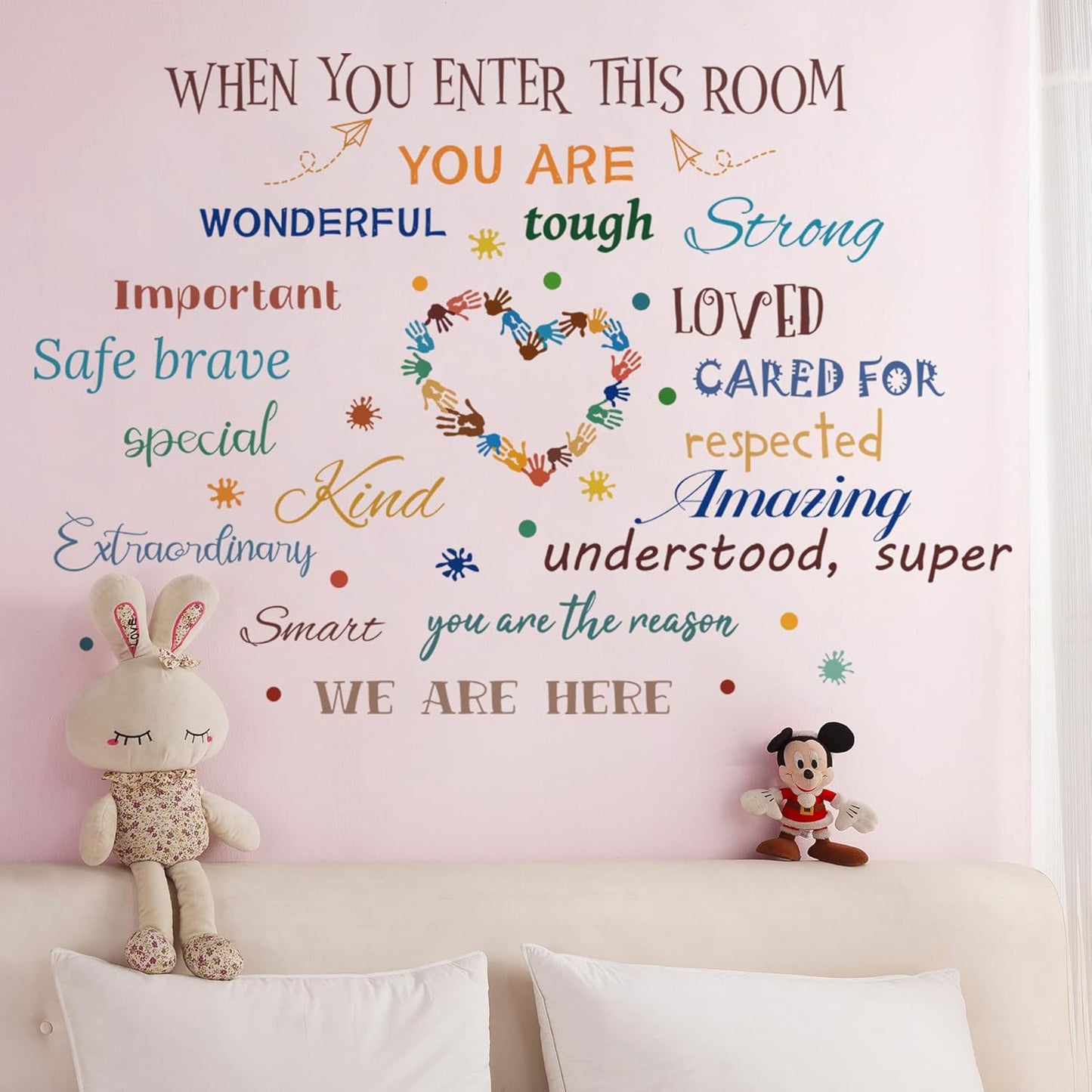 Colorful Inspirational Quote Wall Decals Motivational Positive Phrase Wall Stickers Handprint Splatter Wall Sticker Peel and Stick Removable Wall Decor for Kids Classroom School LM93233