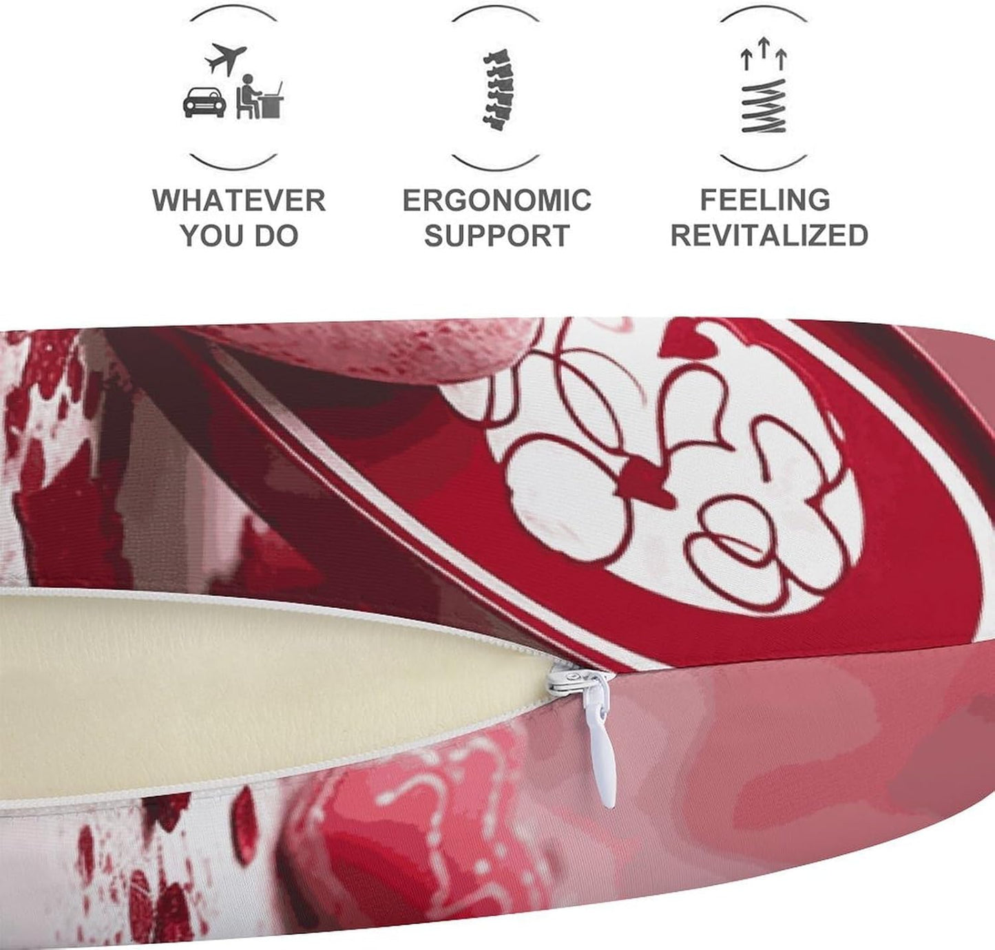 Valentine Day Neck Pillow Memory Foam U Shaped Pillows Portable Pillows for Shoulder Travel Head Support Pillow with Concealed Zipper for Airplane Car Home Office