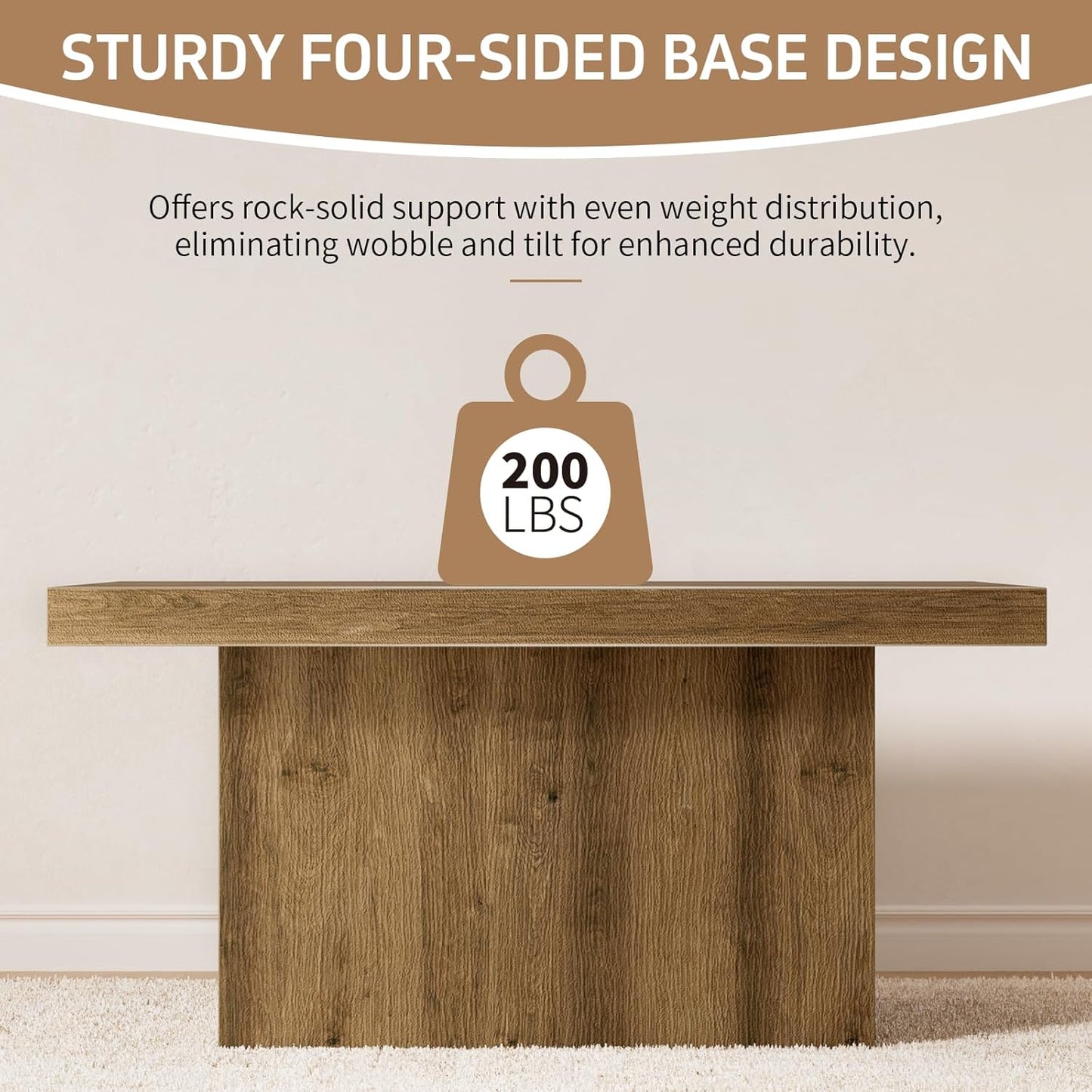 Square Coffee Table,Wooden Living Room Table,Center Table with a Large Tabletop,35.4" x 35.4",for Small Spaces, Apartments, Living Rooms, Vintage Brown