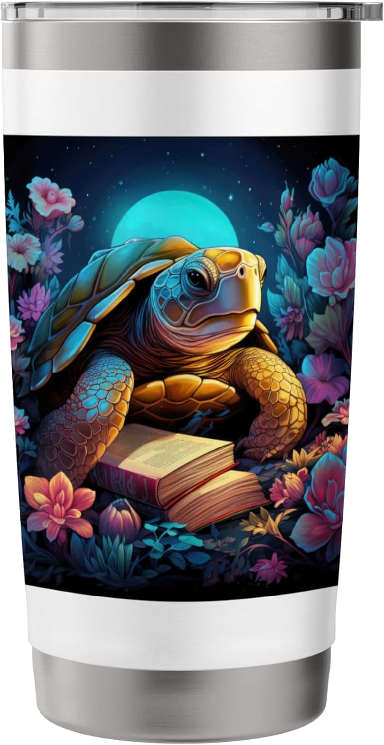 Turtle Reading A Book Stainless Steel Insulated Tumbler