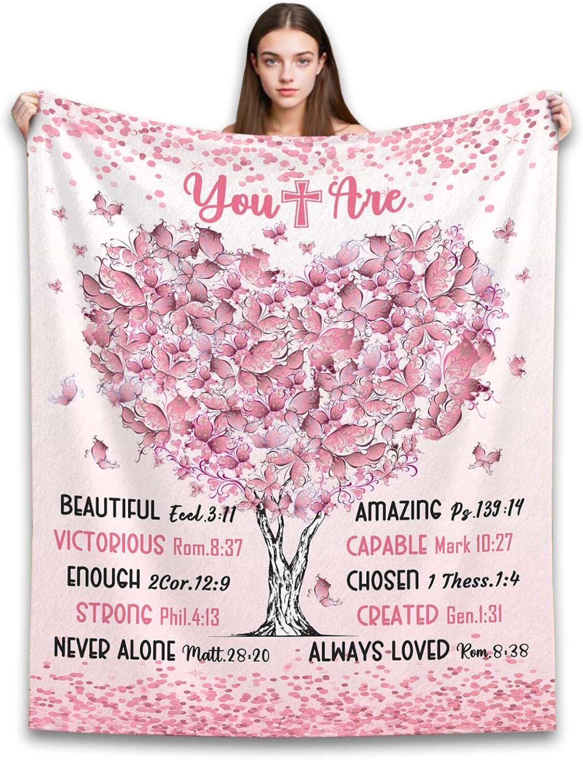 Baptism Gifts for Girl, Gifts for Christian Catholic Women Teenage Girls, Religious Throw Blanket 50" x 40"