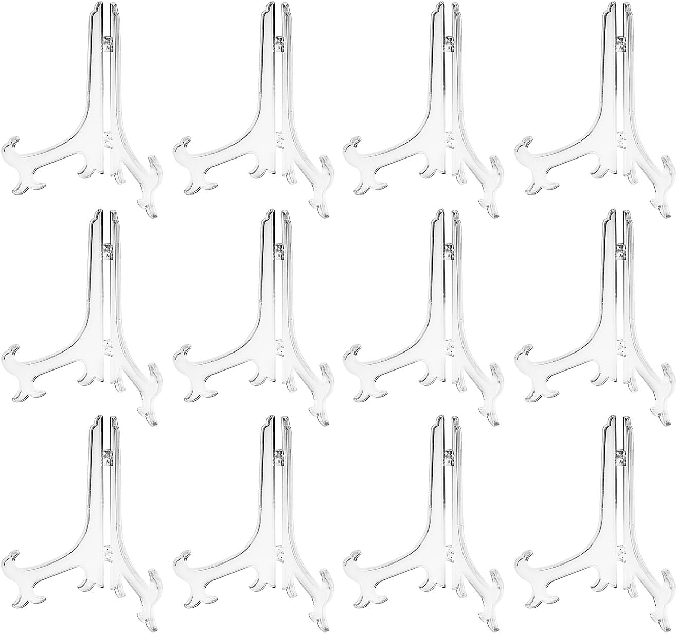 Super Z Outlet Plastic Easels 12 Pack Clear Easel Stands Easel Display Stand for Photo, Place Card, Collectibles, Light Items - Perfect for Wedding Cards, Party, Home, Party Decorations (8 Inches)