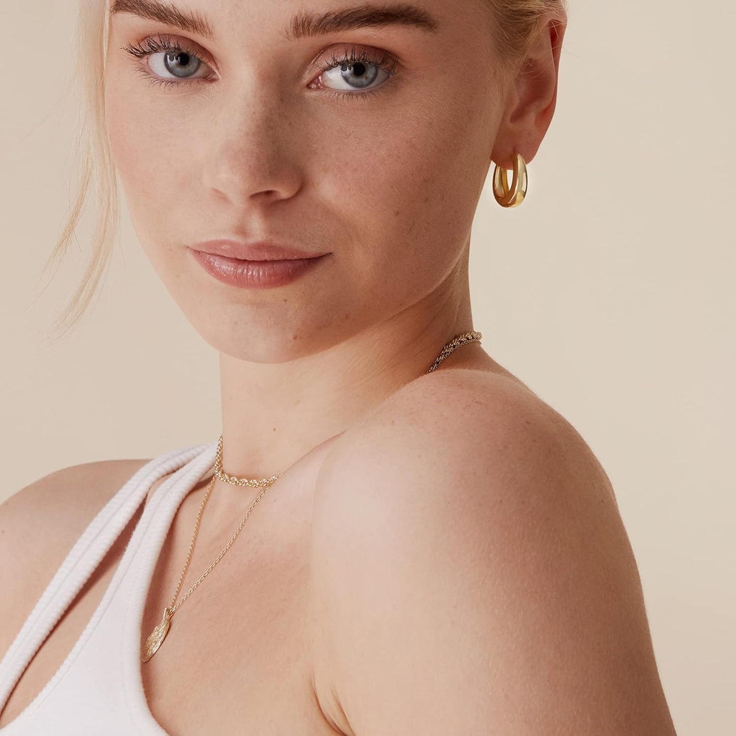 PAVOI 14K Gold Plated 925 Sterling Silver Post Small Chunky Hoops Earrings | Thick Lightweight Gold Hoop Earrings for Women