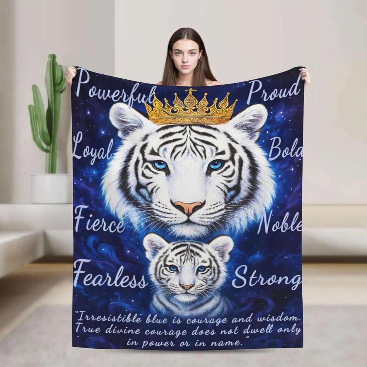 Tiger Blanket Inspirational Tigers Throw Blanket Soft Warm Cozy Fleece Fuzzy Plush Flannel Blankets Gifts for Girls Women Boys Kids Adults 40"X50"