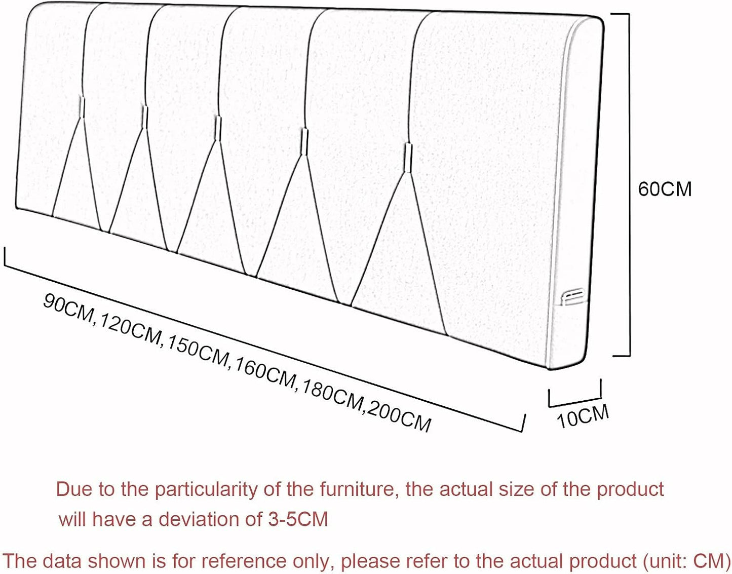 Headboard Bedside Cushion Technology Cloth Reading Pillows Lumbar Support Large Backrest Upholstered for Bedroom Sofa Bed 4 Colors (Color : Creamy-White Size : 150CMX60CMX10CM) (Creamy White)