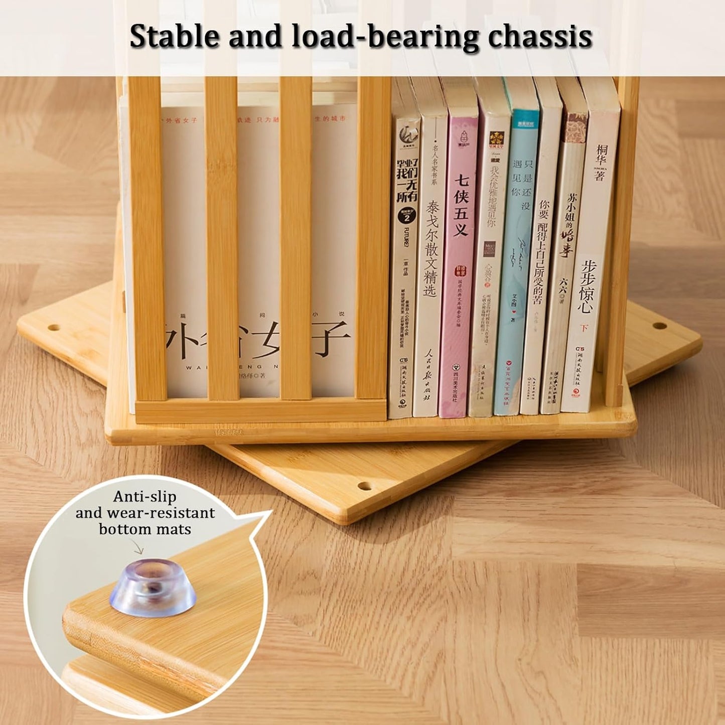 YVYKFZD Rotating Bookshelf, Bamboo Revolving Bookcase, Narrow 360° Display Storage Rack, Floor Standing Corner Book Shelf Organizer, for Small Space, Bedroom, Study Room(Brown,6 Tier 14.5x14.5x70in)
