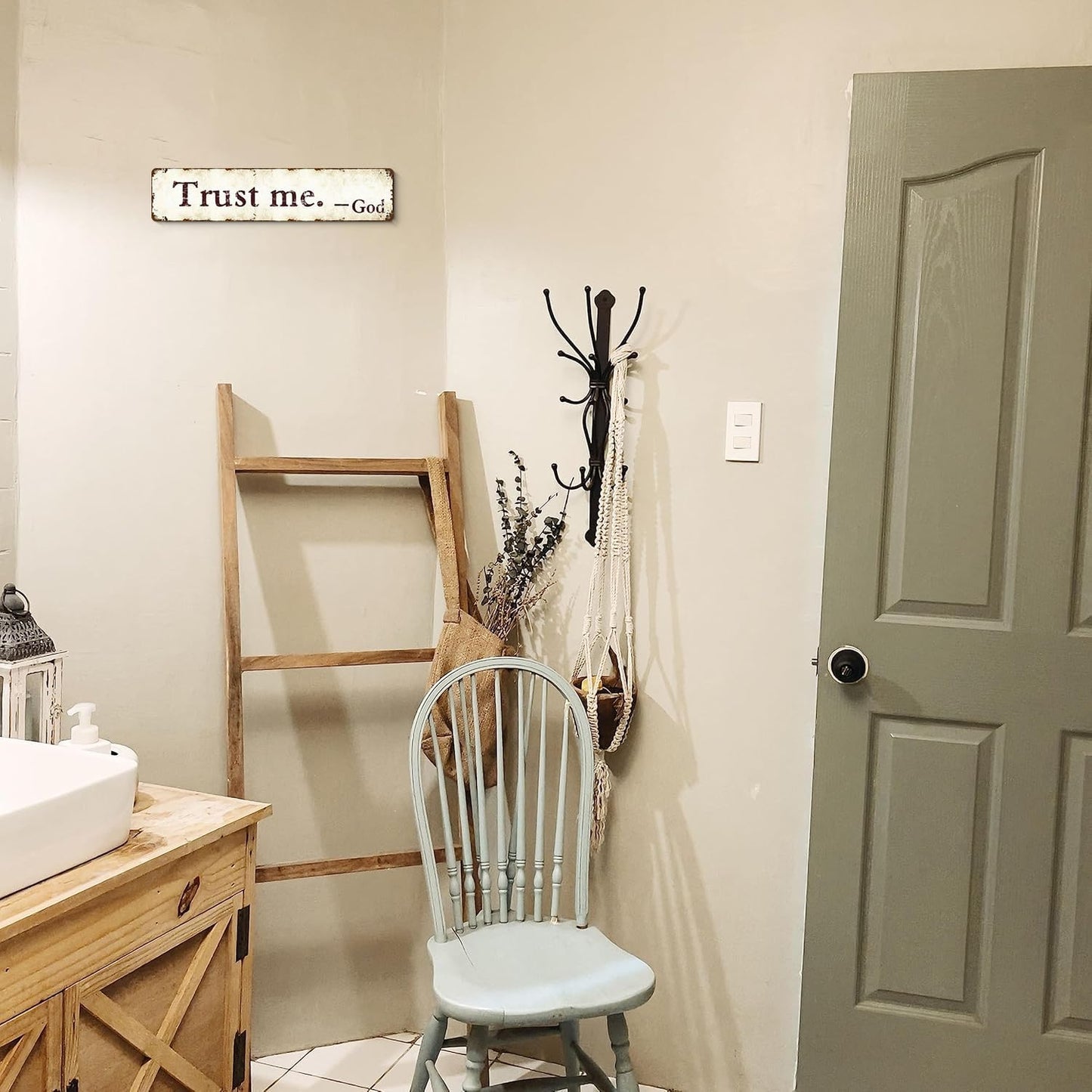 Trust Me God Metal Sign - 4x16 Inch Rust-Resistant Christian Wall Decor, Inspirational Bedroom/Office/Church Art for Women and Teens - Indoor/Outdoor Religious Plaque