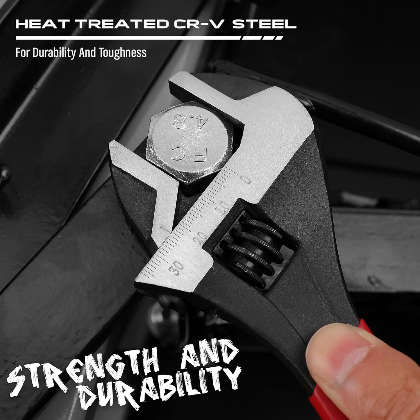 SEDY Adjustable Wrench Set Pipe Spanner: 6" 8" 10" Wide Jaw Black Oxide Wrench With Cushion Grip, Laser Marked Metric & SAE Scales, CR-V Steel for Professional