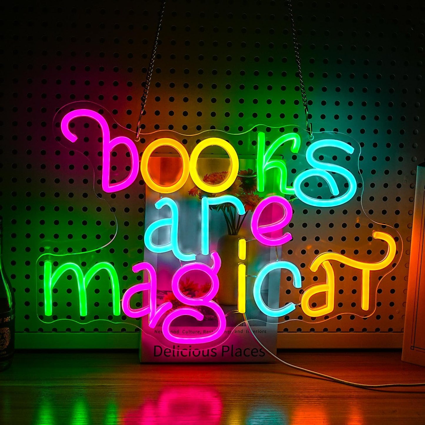 Funny Books Are Magical Neon Sign, Teacher Reading Appreciation Neon, Cute Book Lover Neon Gifts, Suitable For Library Classroom Bedroom Library Study Room Hostel Backdrop Lights Wall Hanging Decor