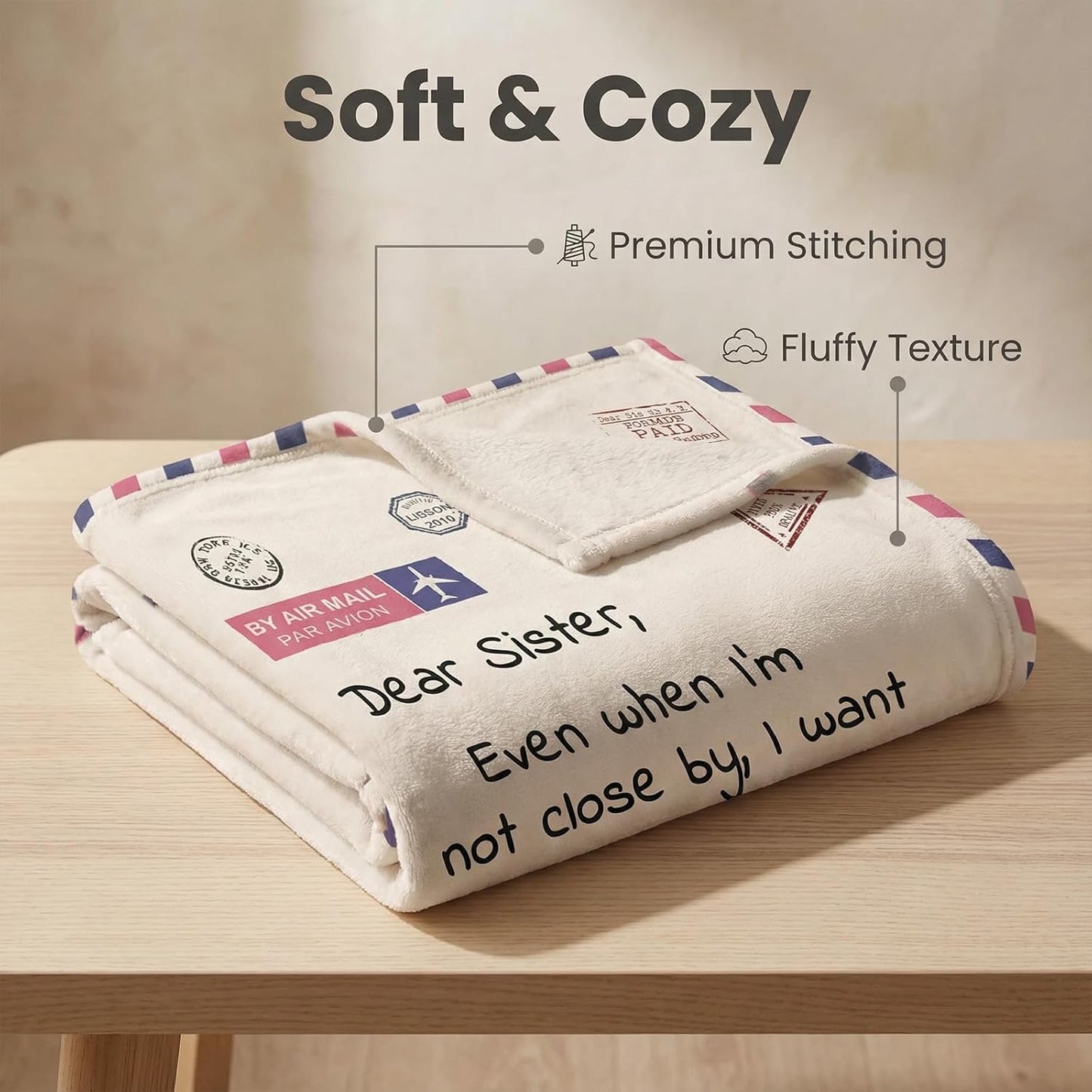 Flannel Blanket Gift for Sister, Personalised Letter Blanket Gifts for Sisters Birthday Christmas Mothers Day, I Love You Cozy Throw Blanket Present 60" x 50"