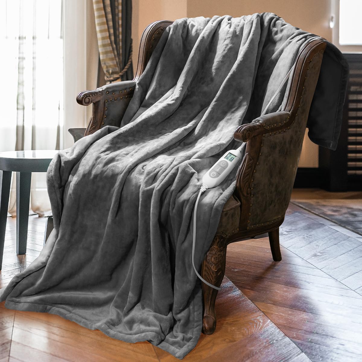Heated Throw Blanket with 1-9 hrs Timer Auto-Off & 8 Heating Levels, Flannel Electric Blanket Full Body Warmth, ETL Certified & Machine Washable