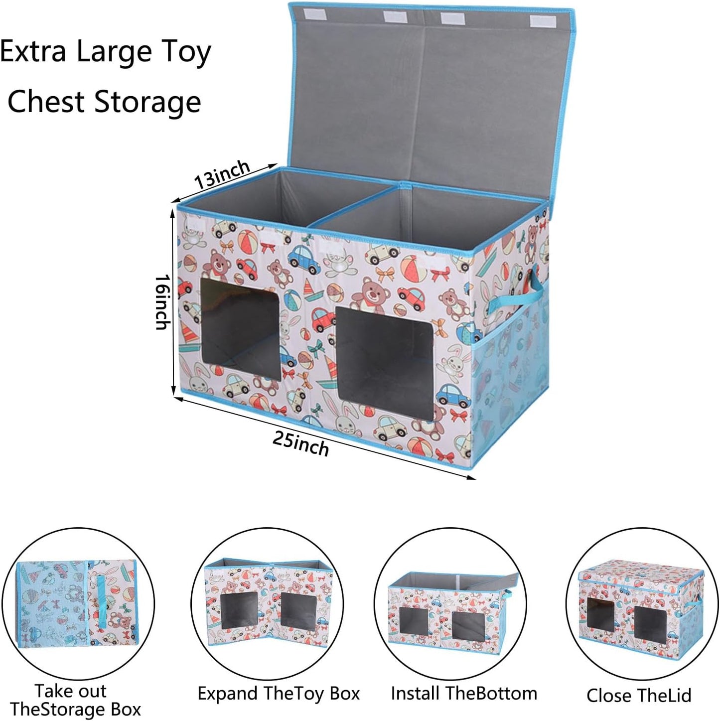 Large Stackable Storage Bins with Lids, Collapsible Sturdy Storage Organizer Boxes Bins Baskets, Foldable Closet Organizer Baskets for Home (Light Khaki, M)