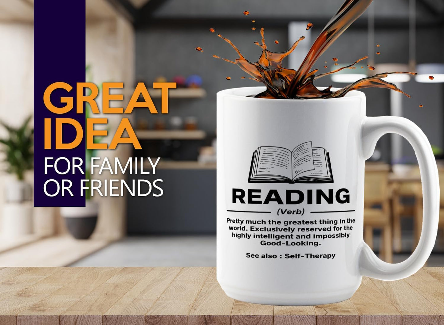 Book Lover Coffee Mug 15oz White -Reading Definition - Sports court Team Indivdiual partner Book Lover