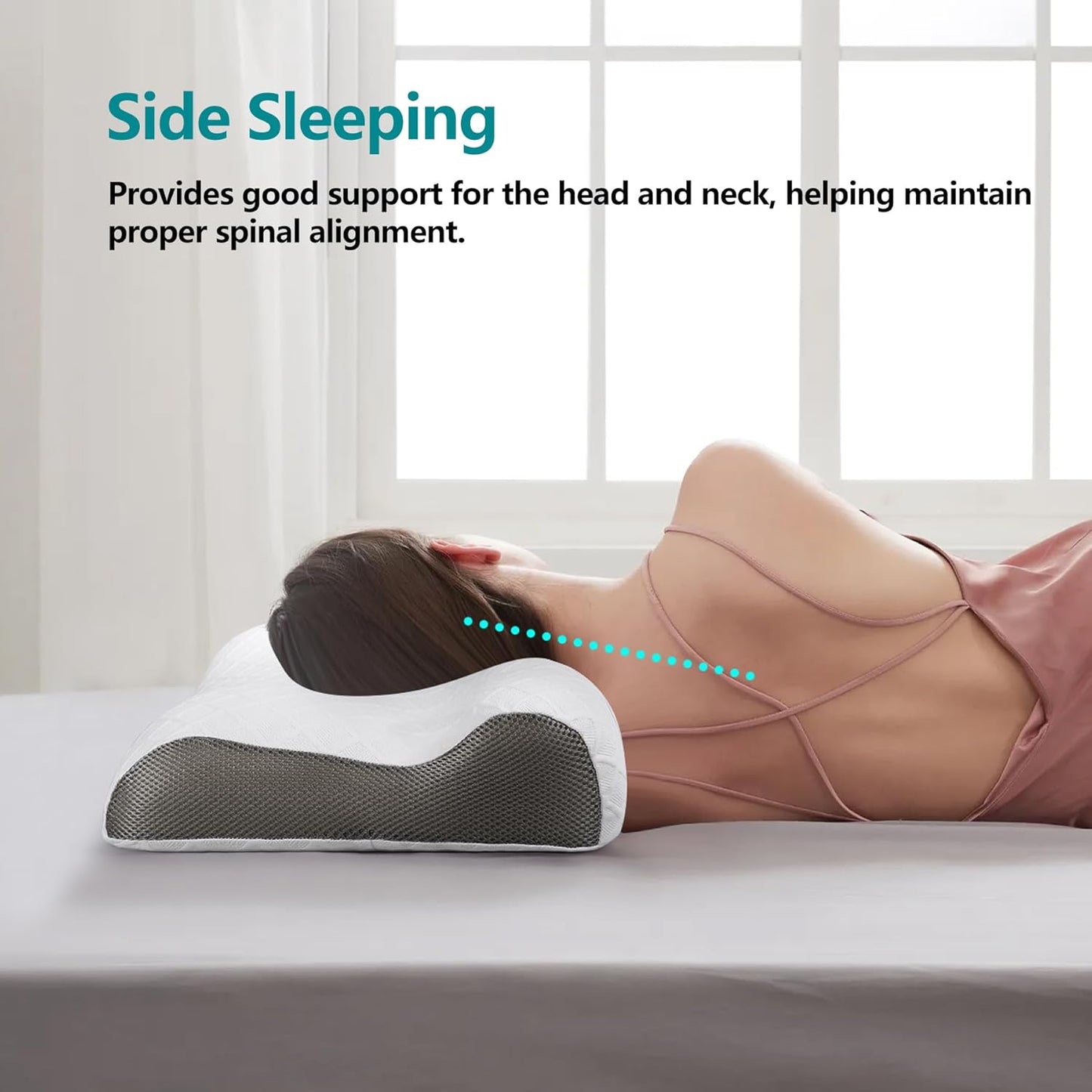 RESTCLOUD Contour Memory Foam Pillow, Cervical Neck Pillow for Neck Pain Relief, Ergonomic Memory Foam Neck Pillow for Side and Back Sleeper (Standard)