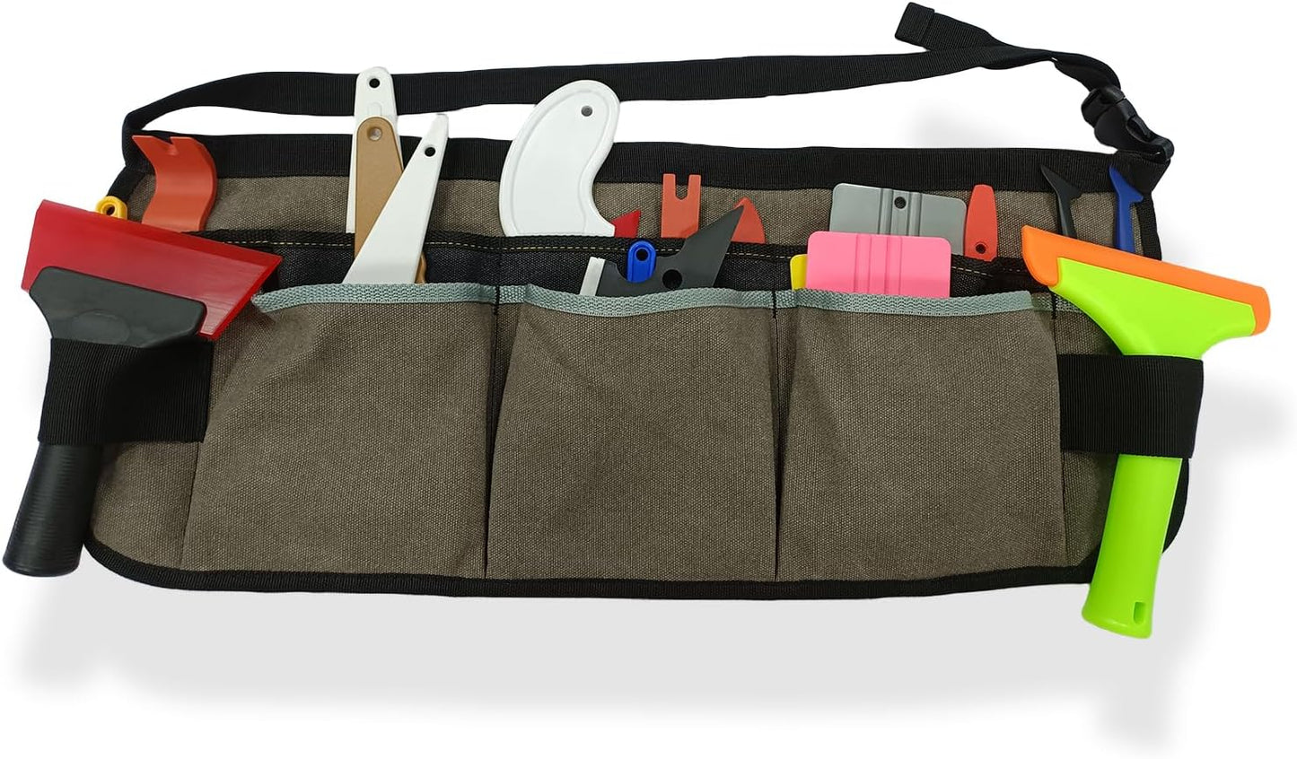Waist Apron Canvas Tool Pouch Belt Bag for Window Tint, Vinyl Wrap, Gardening, Technician and Electrician's Tools